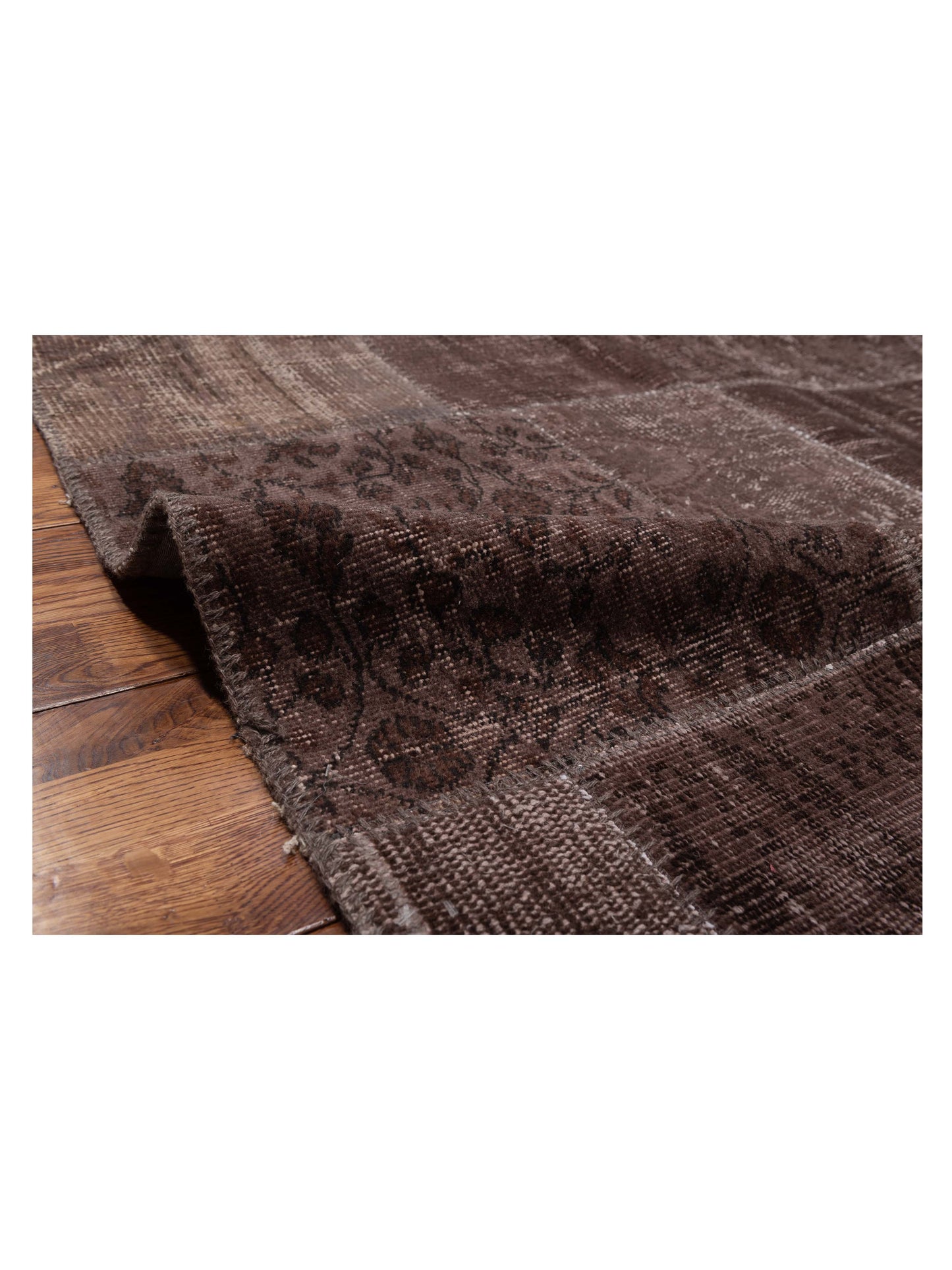 Turkish Vestige Patchwork 114582 Dark Brown 9.1x11.11 Hand Knotted Rug