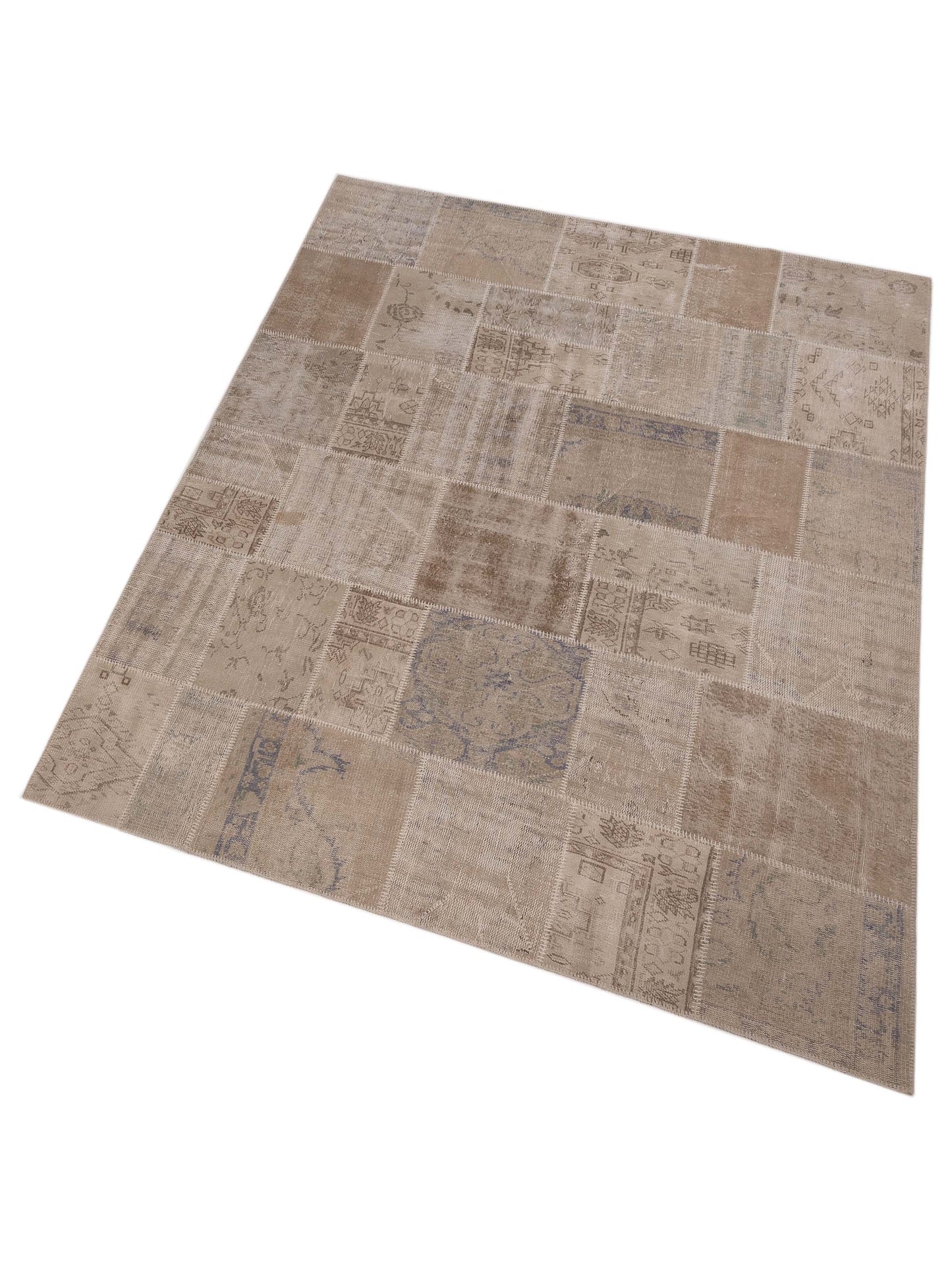 Turkish Vestige Patchwork 114587 Natural 8x10.1 Hand Knotted Rug