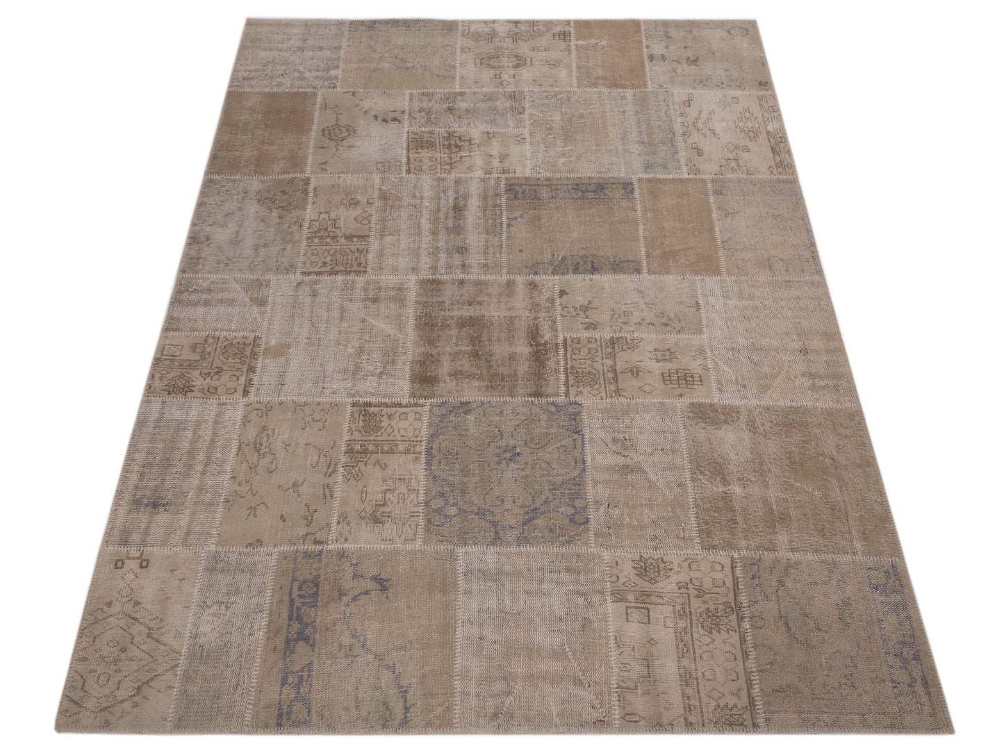 Turkish Vestige Patchwork 114587 Natural 8x10.1 Hand Knotted Rug