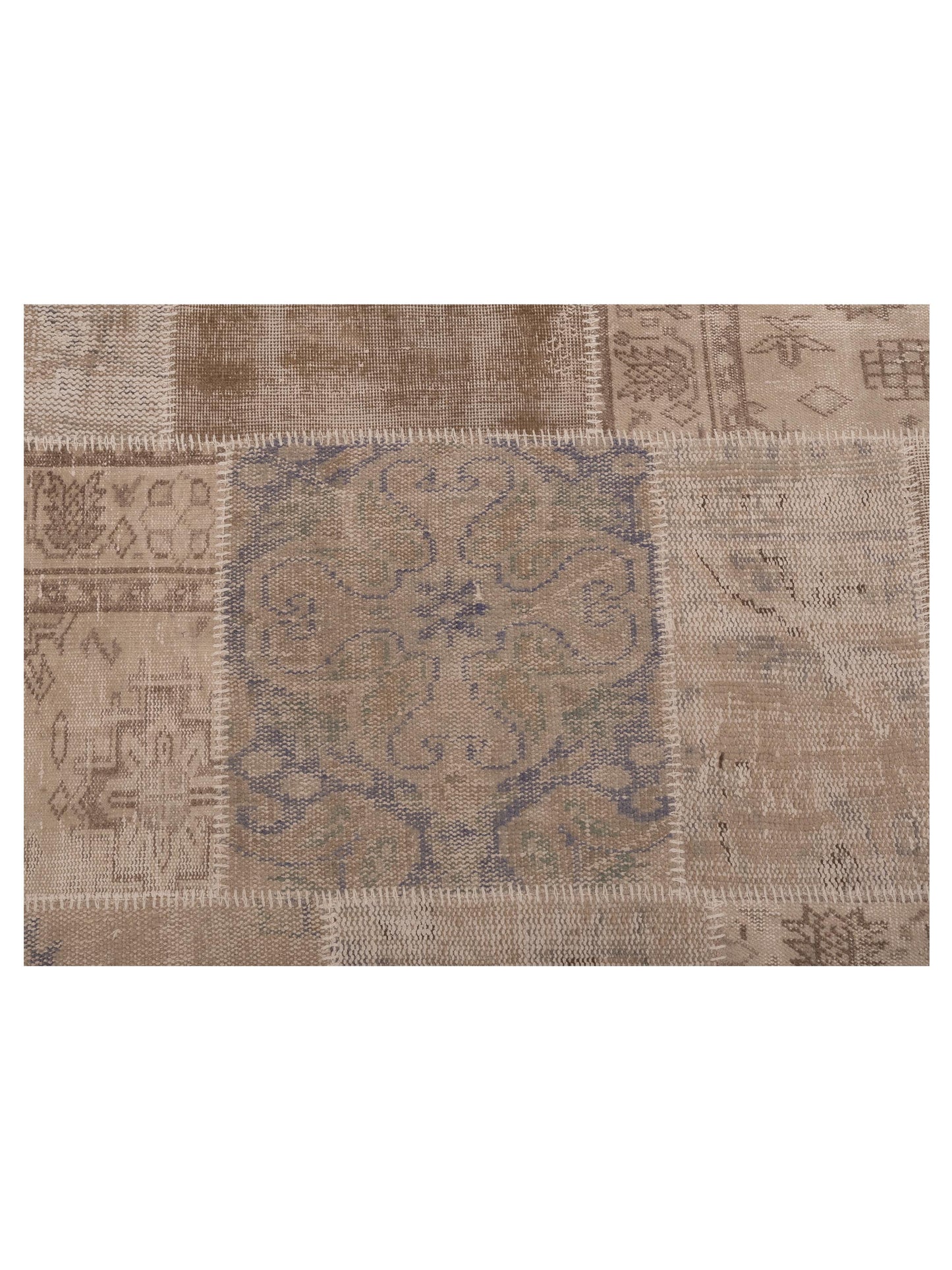 Turkish Vestige Patchwork 114587 Natural 8x10.1 Hand Knotted Rug
