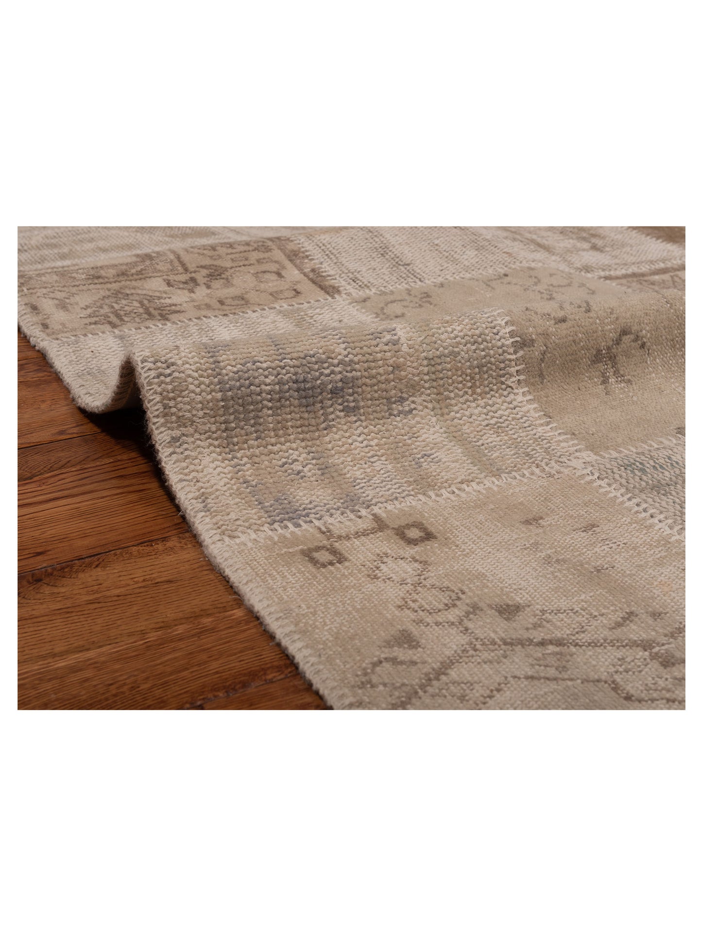 Turkish Vestige Patchwork 114587 Natural 8x10.1 Hand Knotted Rug