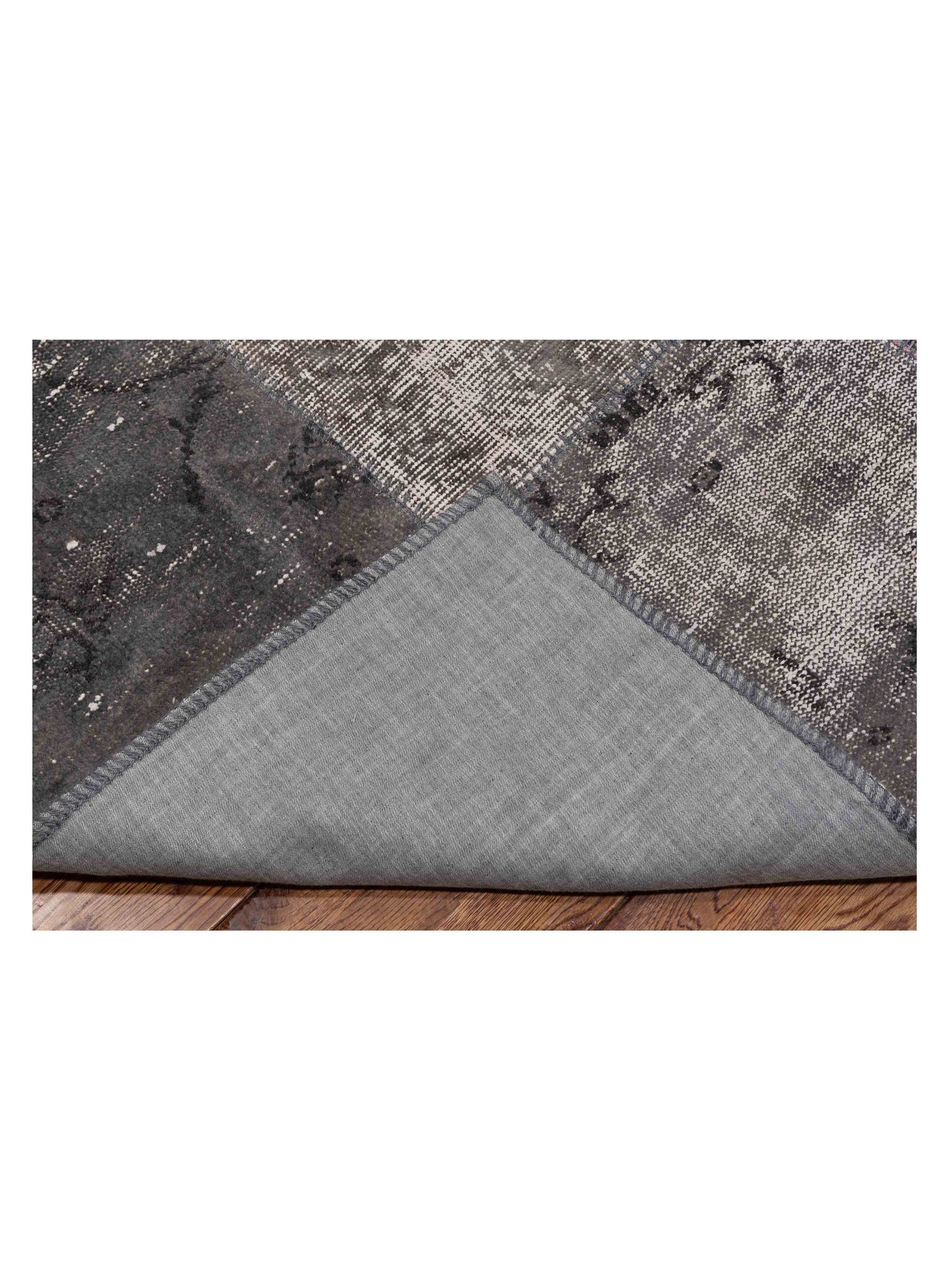 Turkish Vestige Patchwork 114590 Dark Gray 8.1x10.1 Hand Knotted Rug