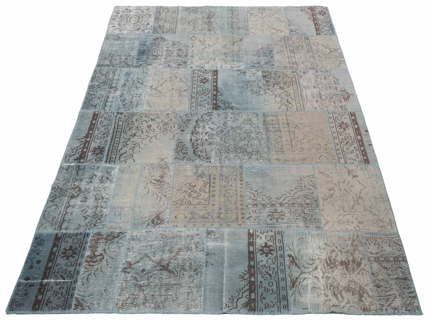 Turkish Vestige Patchwork 114594 Blue 8x10 Hand Knotted Rug