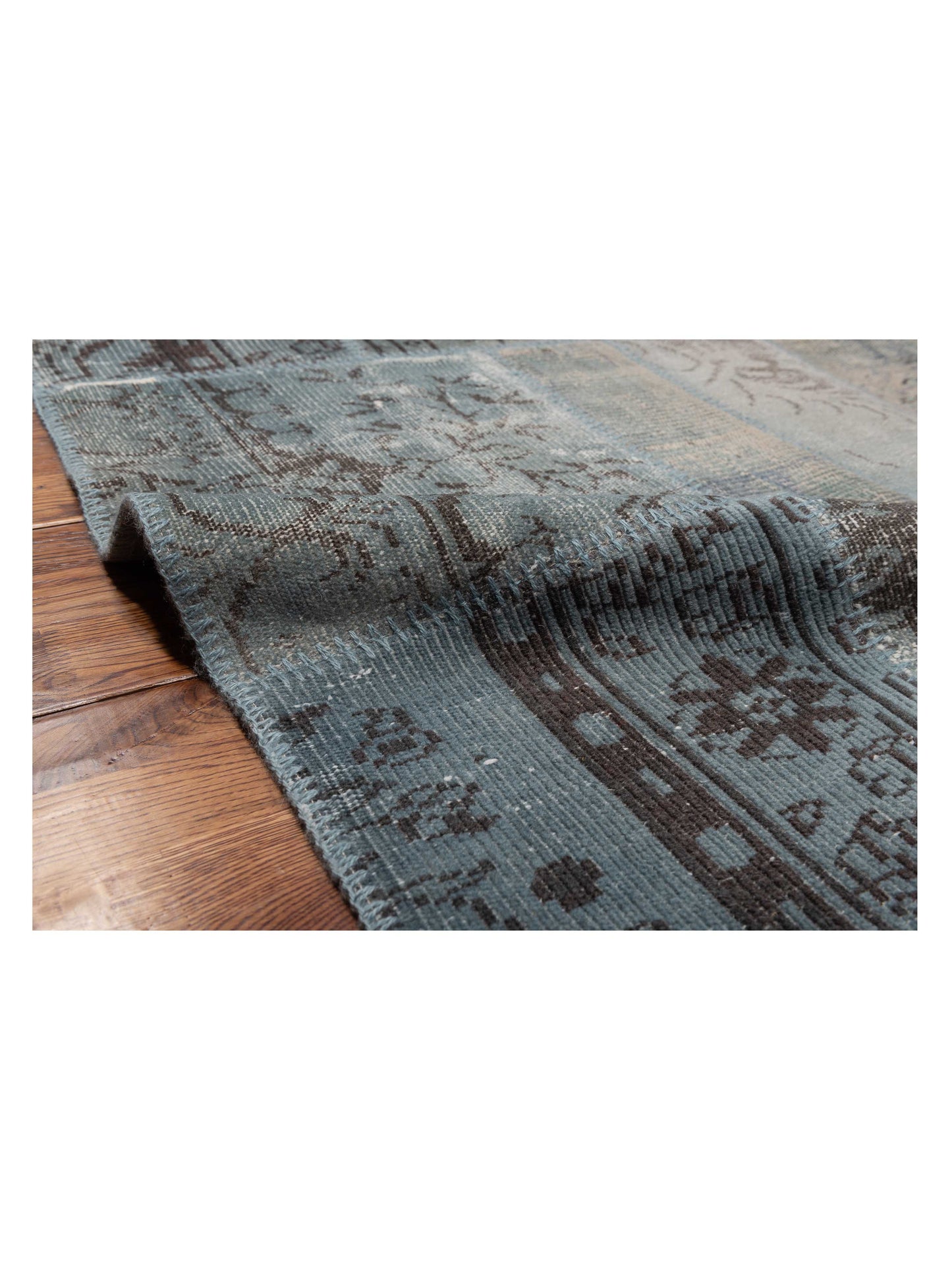 Turkish Vestige Patchwork 114594 Blue 8x10 Hand Knotted Rug