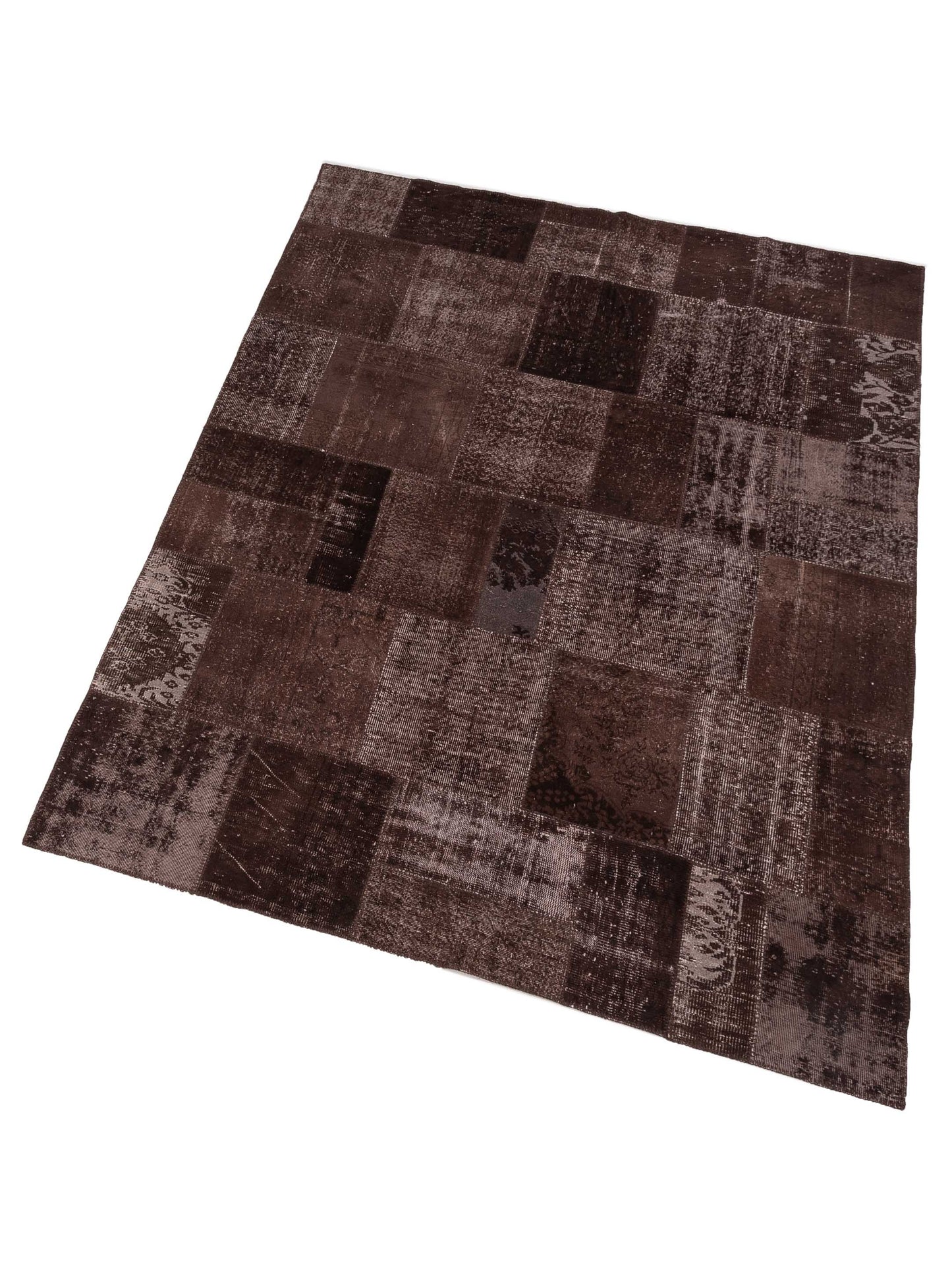 Turkish Vestige Patchwork 114598 Dark Brown 7.11x104 Hand Knotted Rug