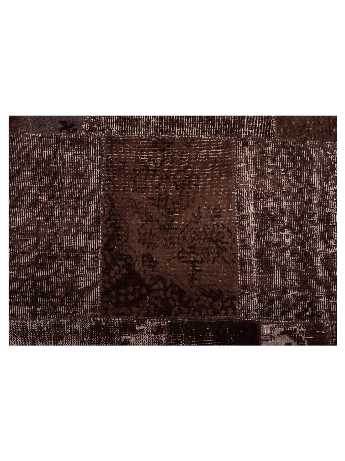 Turkish Vestige Patchwork 114598 Dark Brown 7.11x104 Hand Knotted Rug