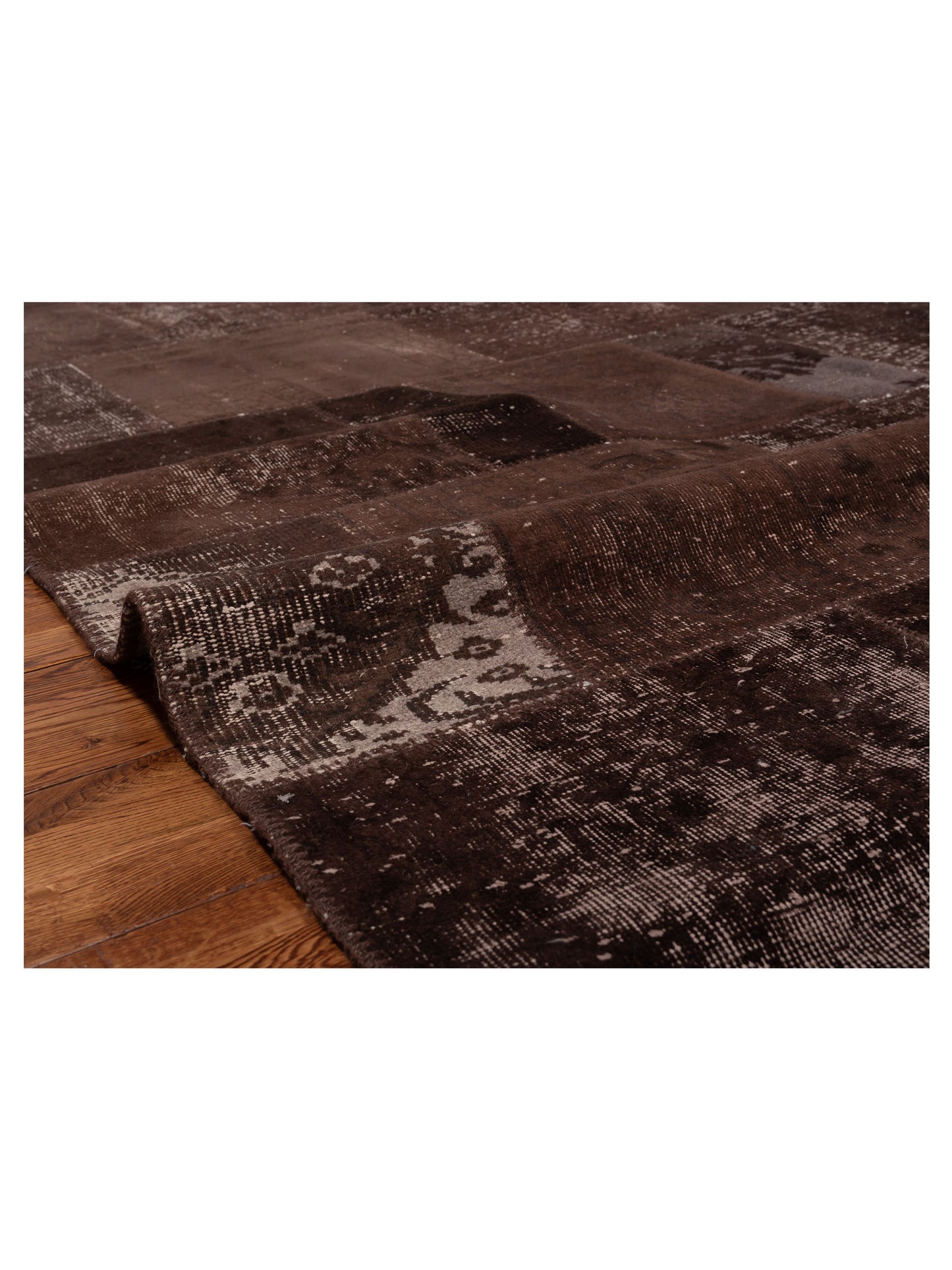 Turkish Vestige Patchwork 114598 Dark Brown 7.11x104 Hand Knotted Rug