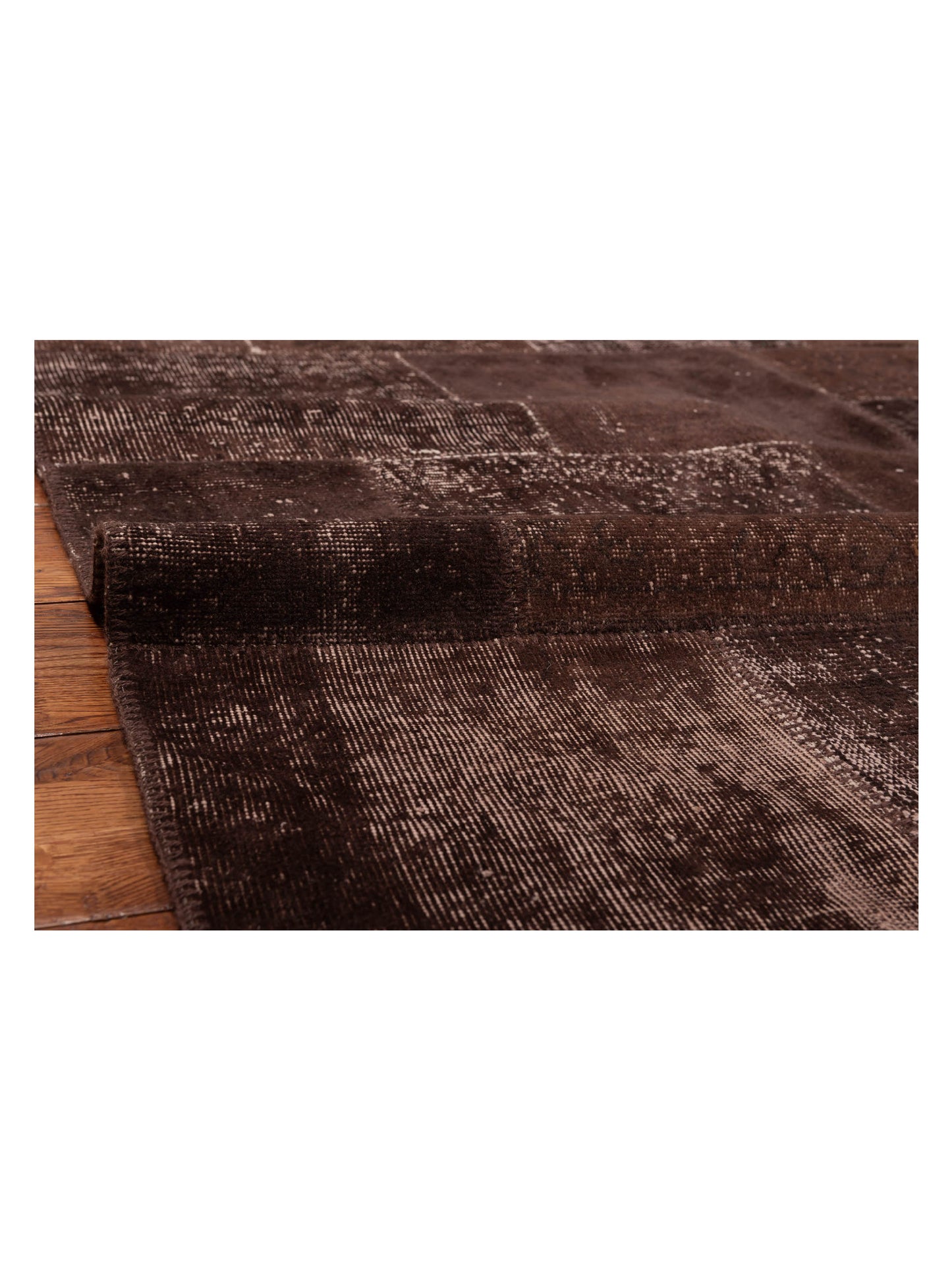 Turkish Vestige Patchwork 114601 Dark Brown 6.2x9.6 Hand Knotted Rug