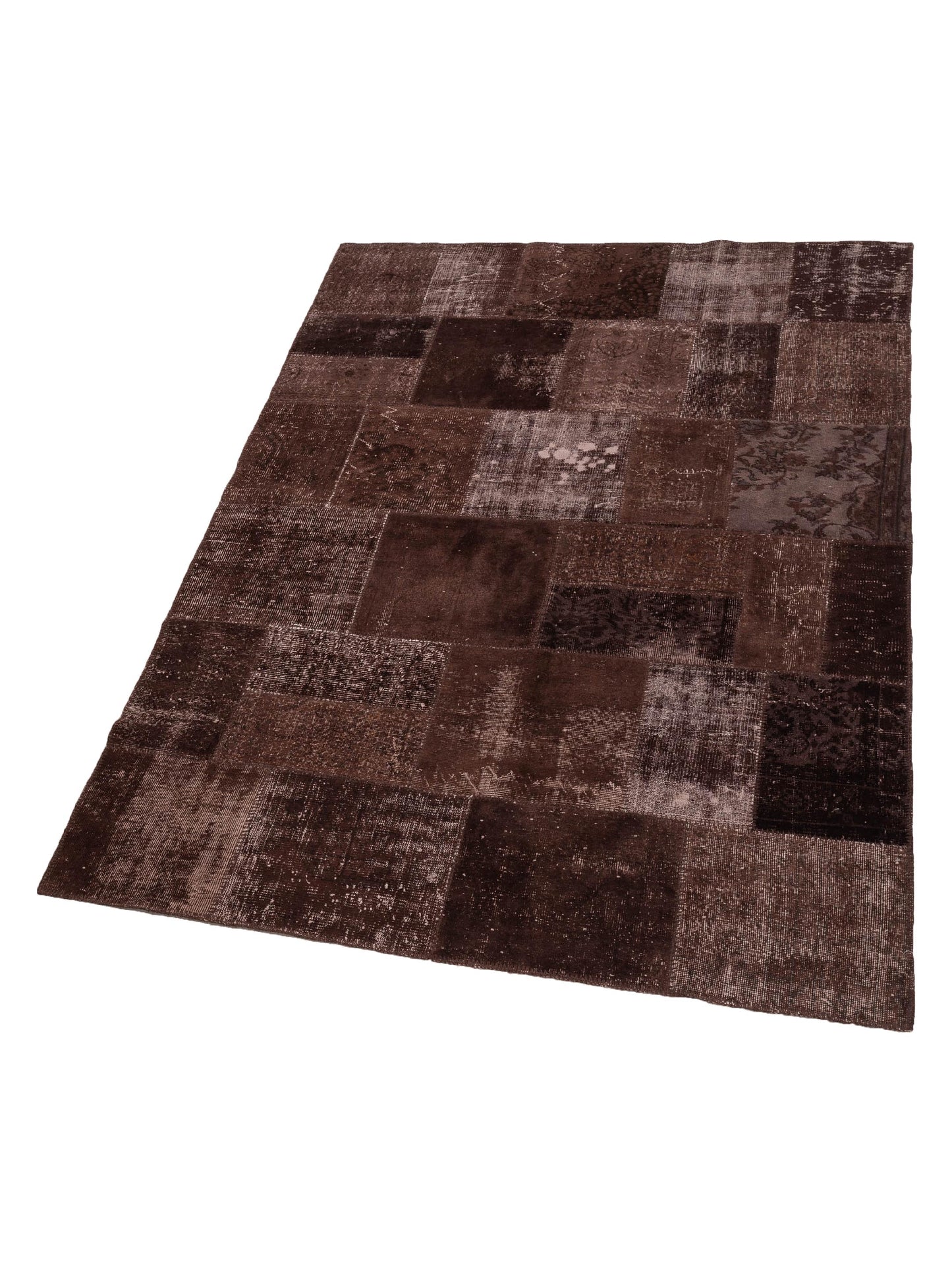Turkish Vestige Patchwork 114601 Dark Brown 6.2x9.6 Hand Knotted Rug