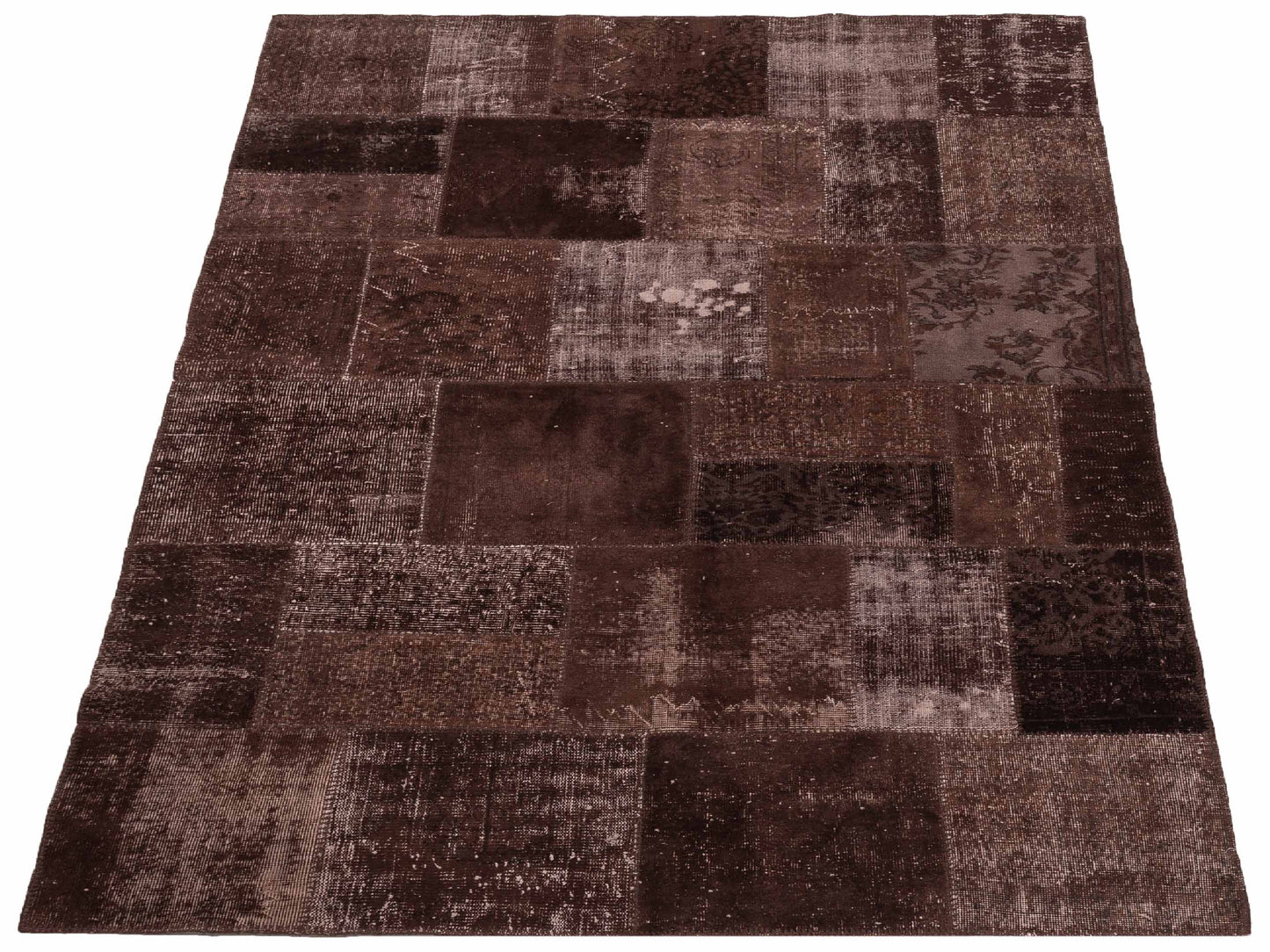 Turkish Vestige Patchwork 114601 Dark Brown 6.2x9.6 Hand Knotted Rug
