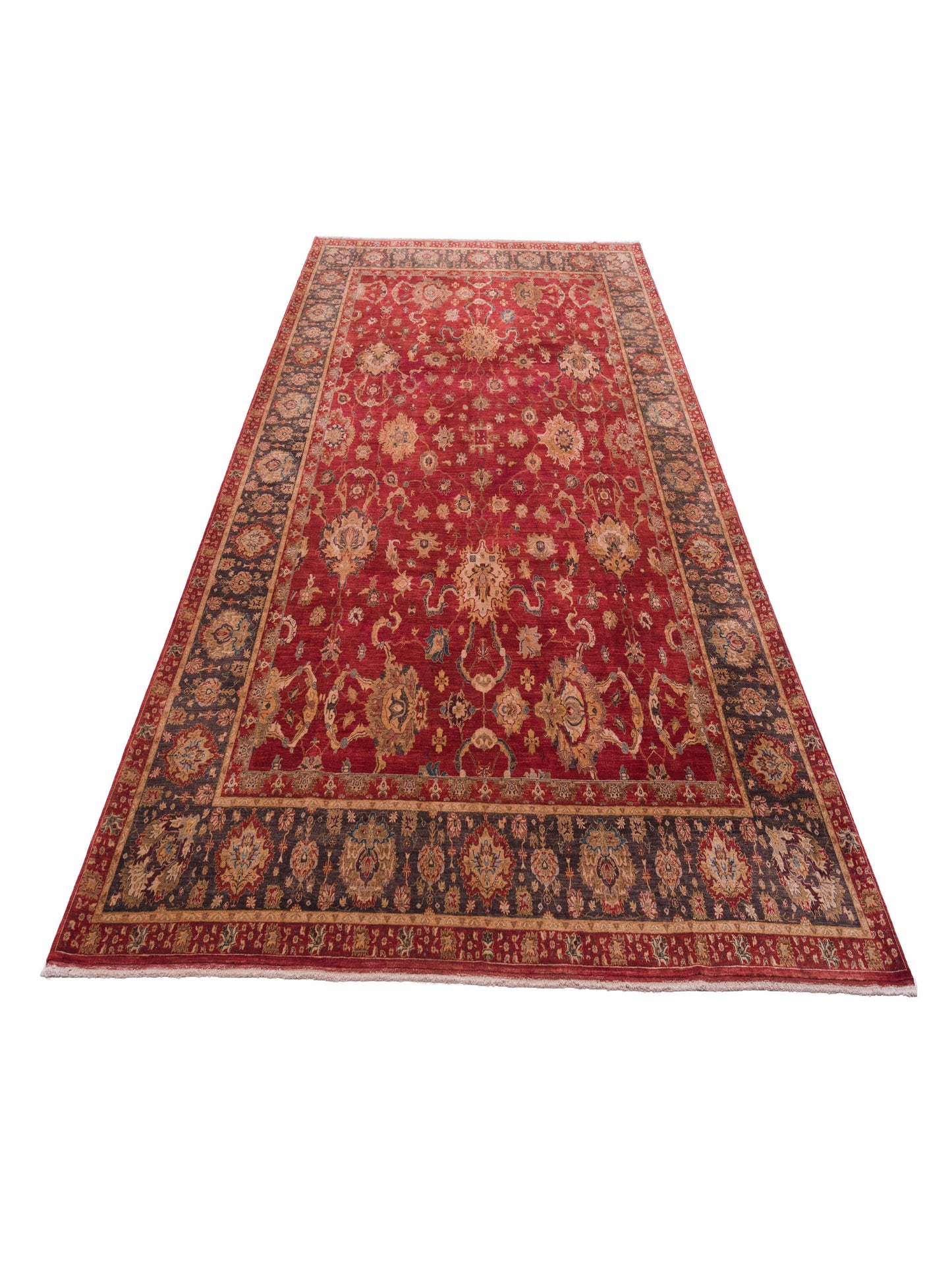 Firuze Lidya Red Charcoal 10x13.10 Hand Knotted Rug