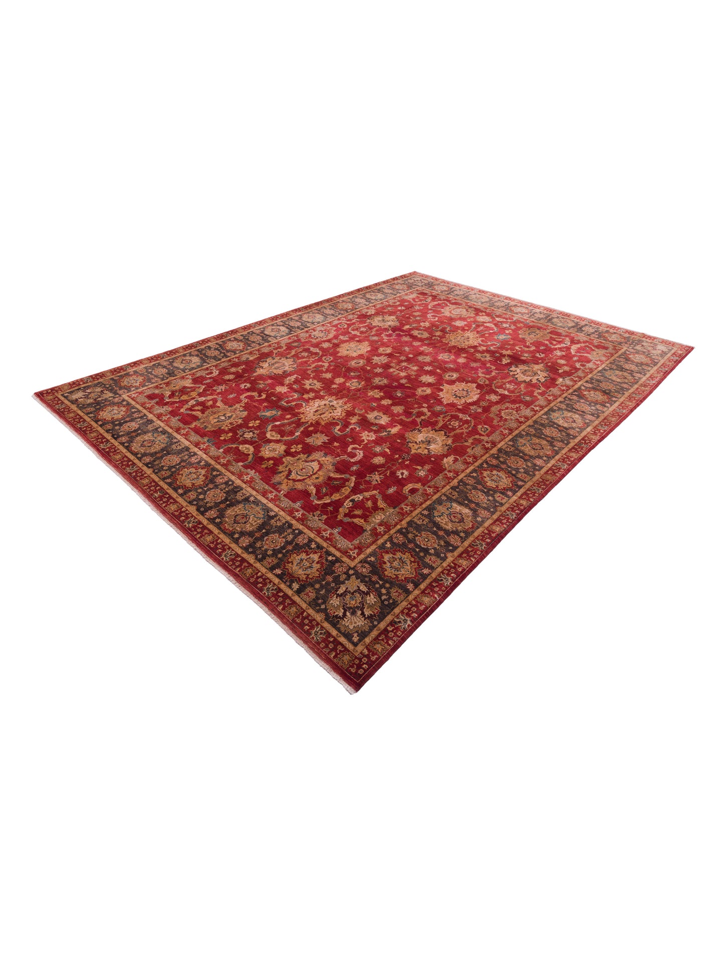 Firuze Lidya Red Charcoal 10x13.10 Hand Knotted Rug