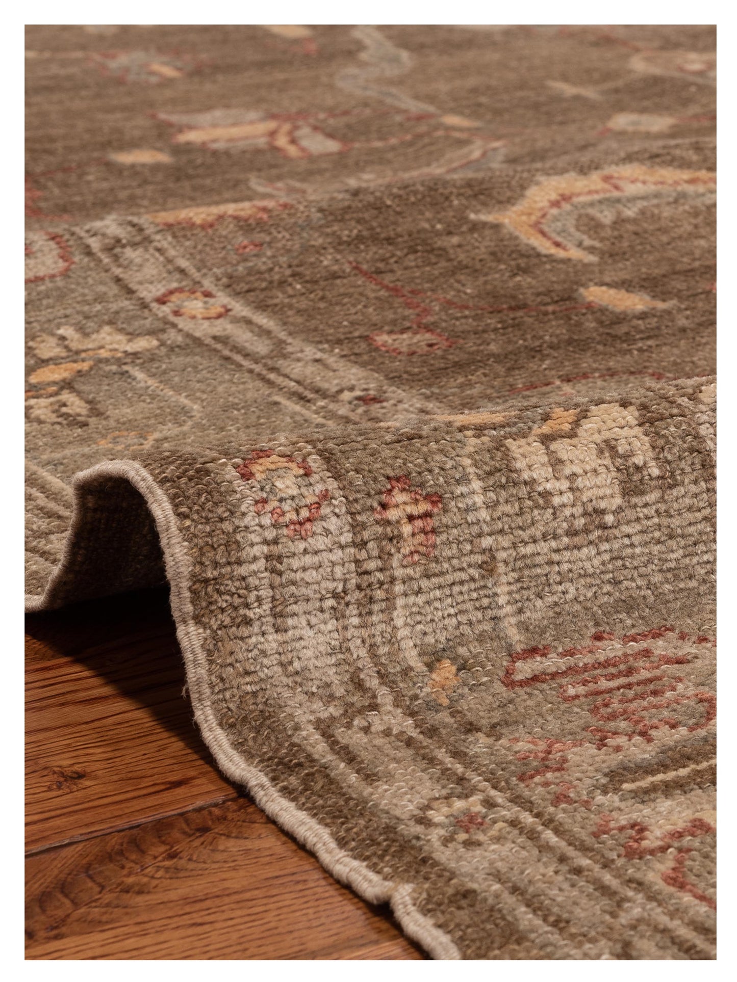 Angora Oushak 114811 Brown Green 6x8.6 Hand Knotted Rug