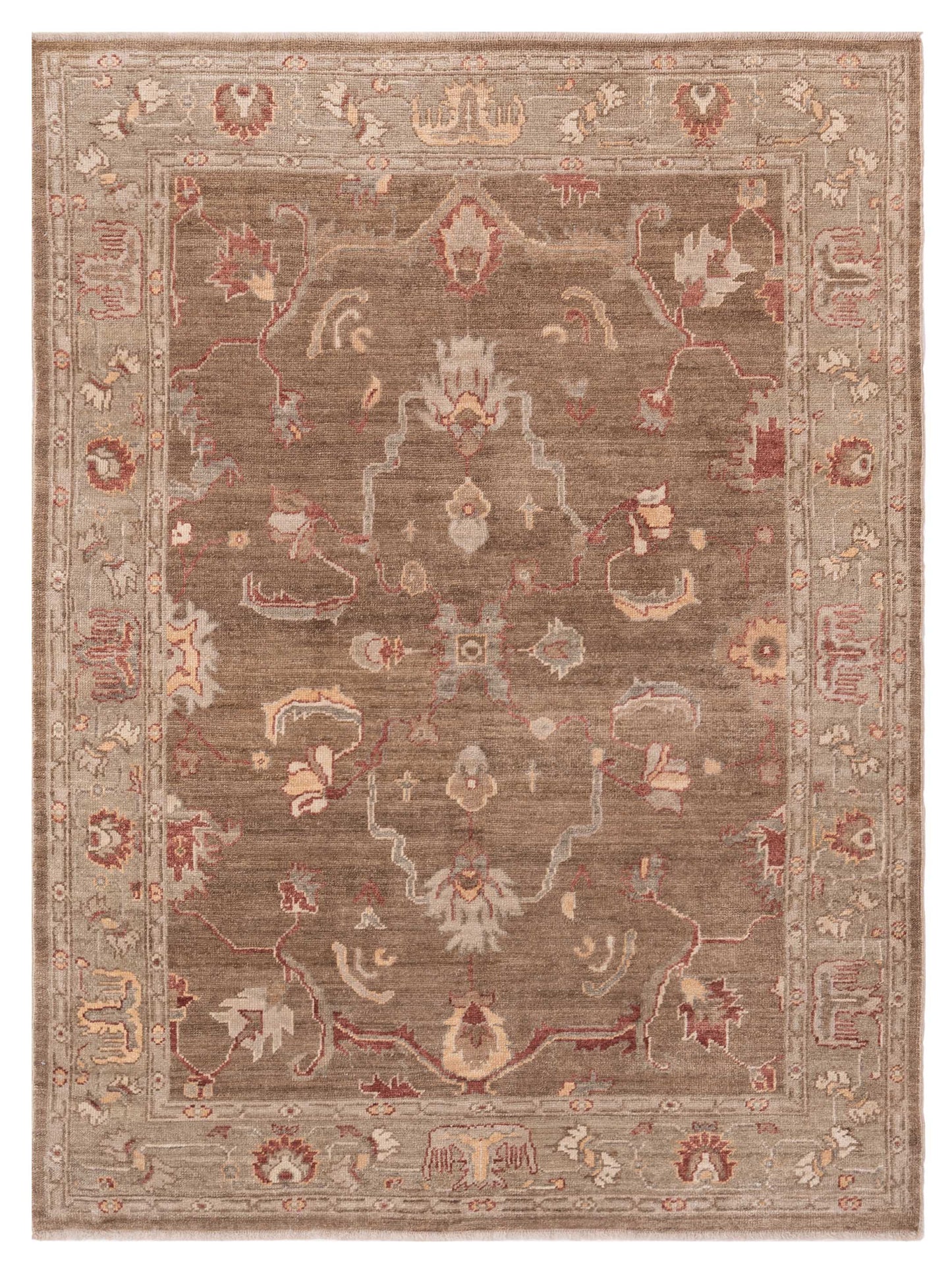 Anadol Angora Oushak Brown Green Traditional