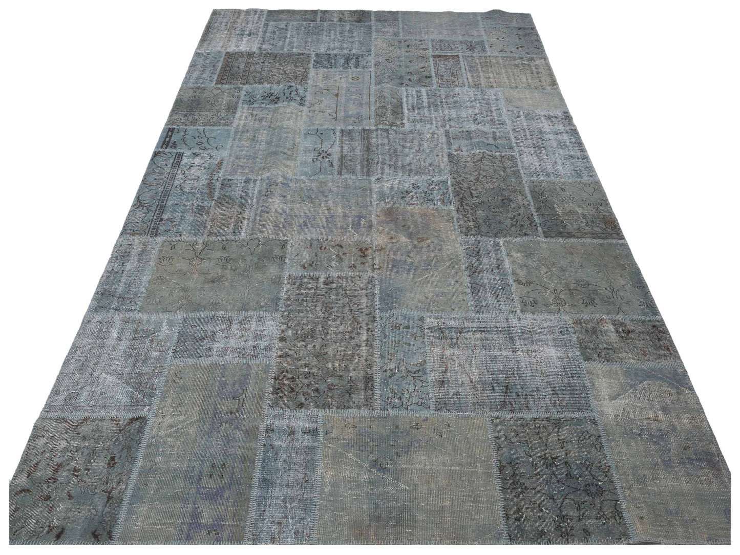 Turkish Vestige Patchwork 114814 Light Gray 10x14.1 Hand Knotted Rug