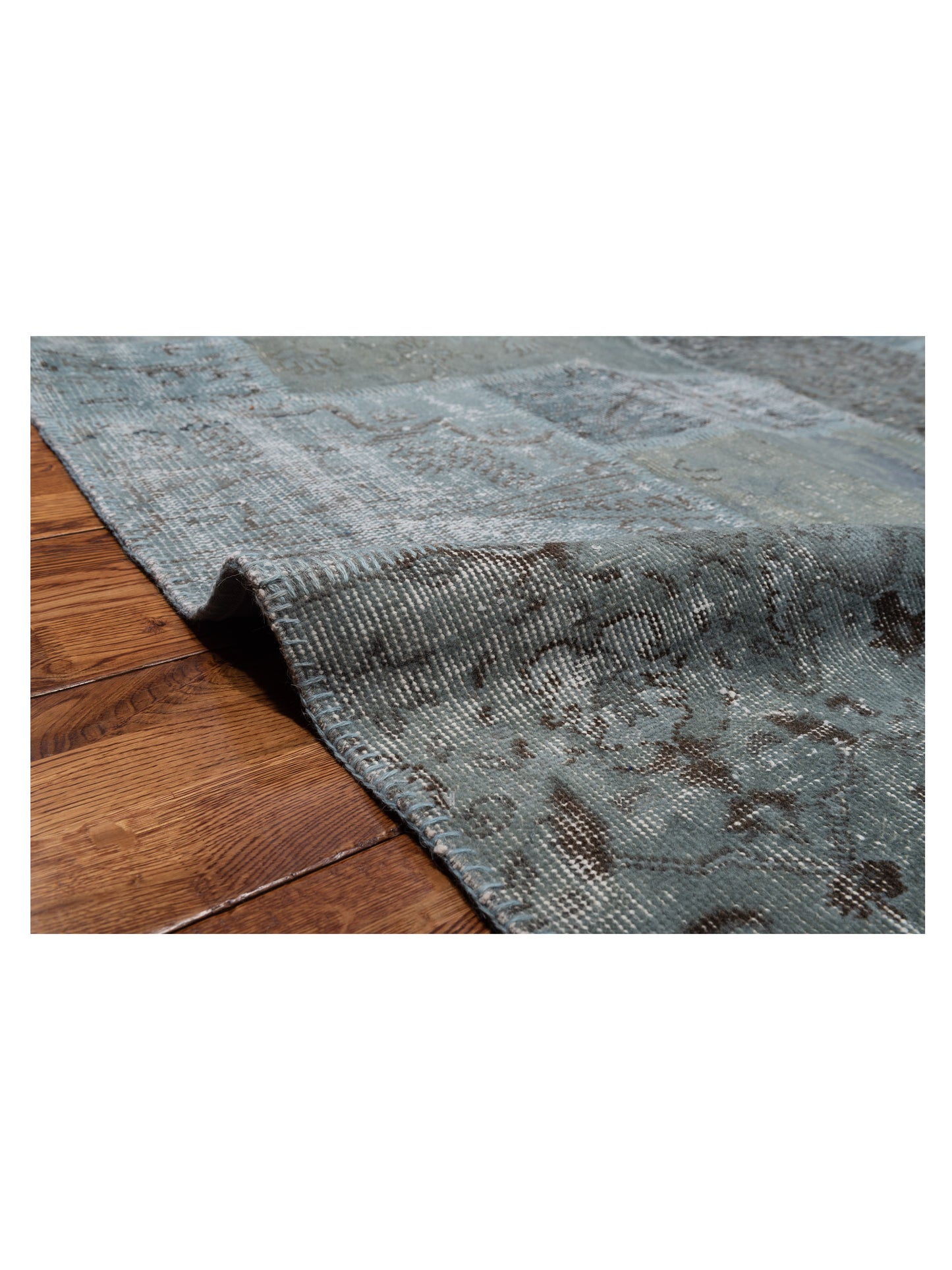 Turkish Vestige Patchwork 114814 Light Gray 10x14.1 Hand Knotted Rug