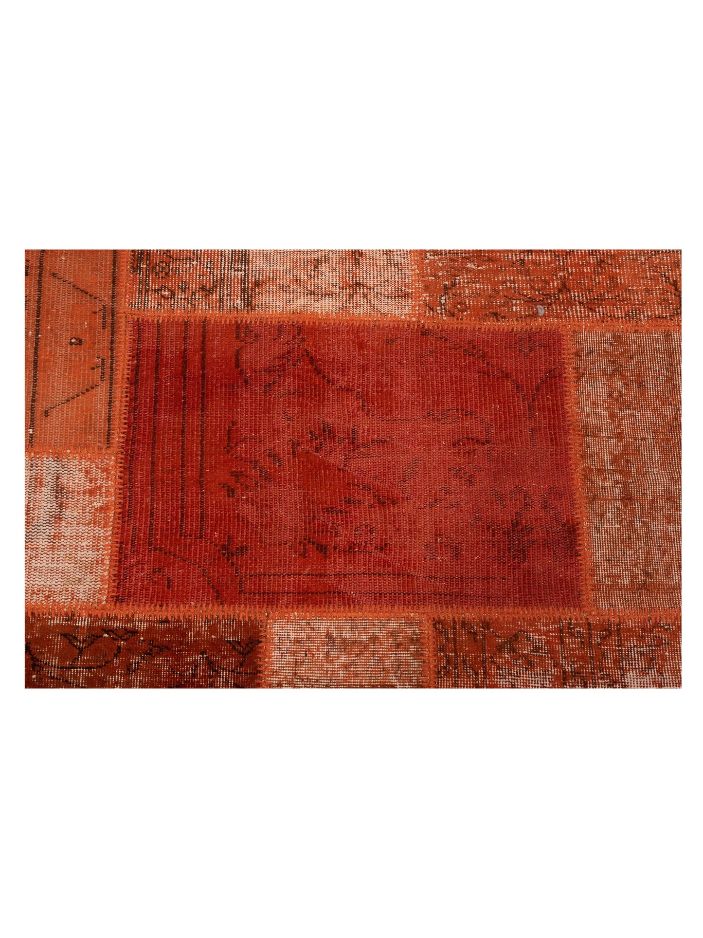 Turkish Vestige Patchwork 114815 Orange 9.11x13.9 Hand Knotted Rug