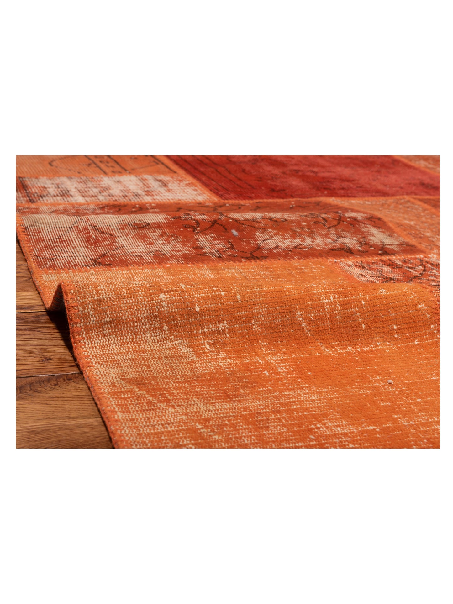 Turkish Vestige Patchwork 114815 Orange 9.11x13.9 Hand Knotted Rug