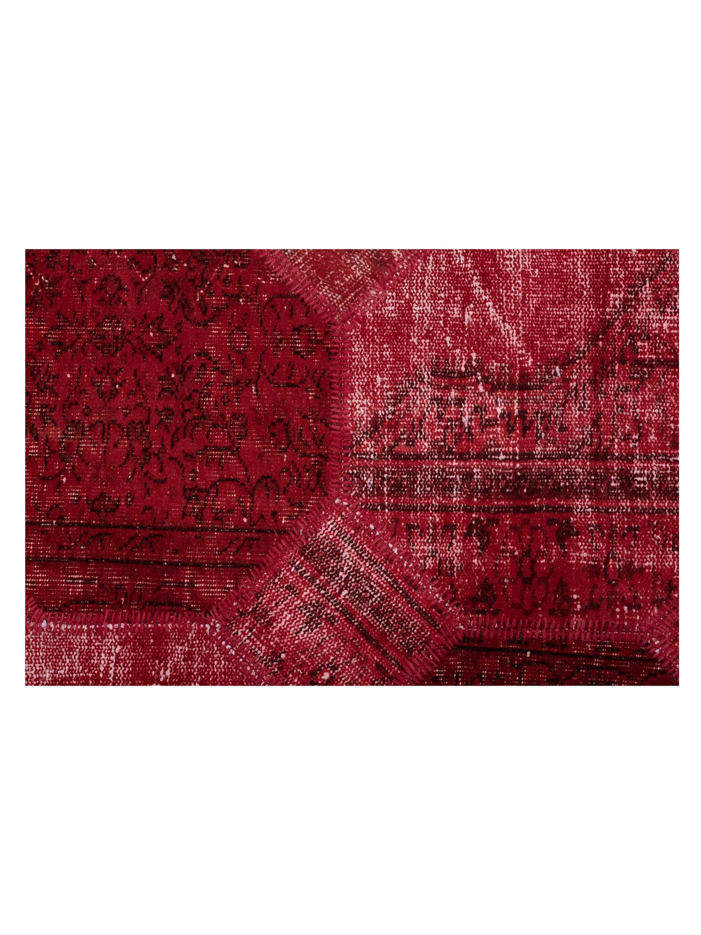 Turkish Vestige Patchwork 114834 Red Black 11x11.1 Hand Knotted Rug