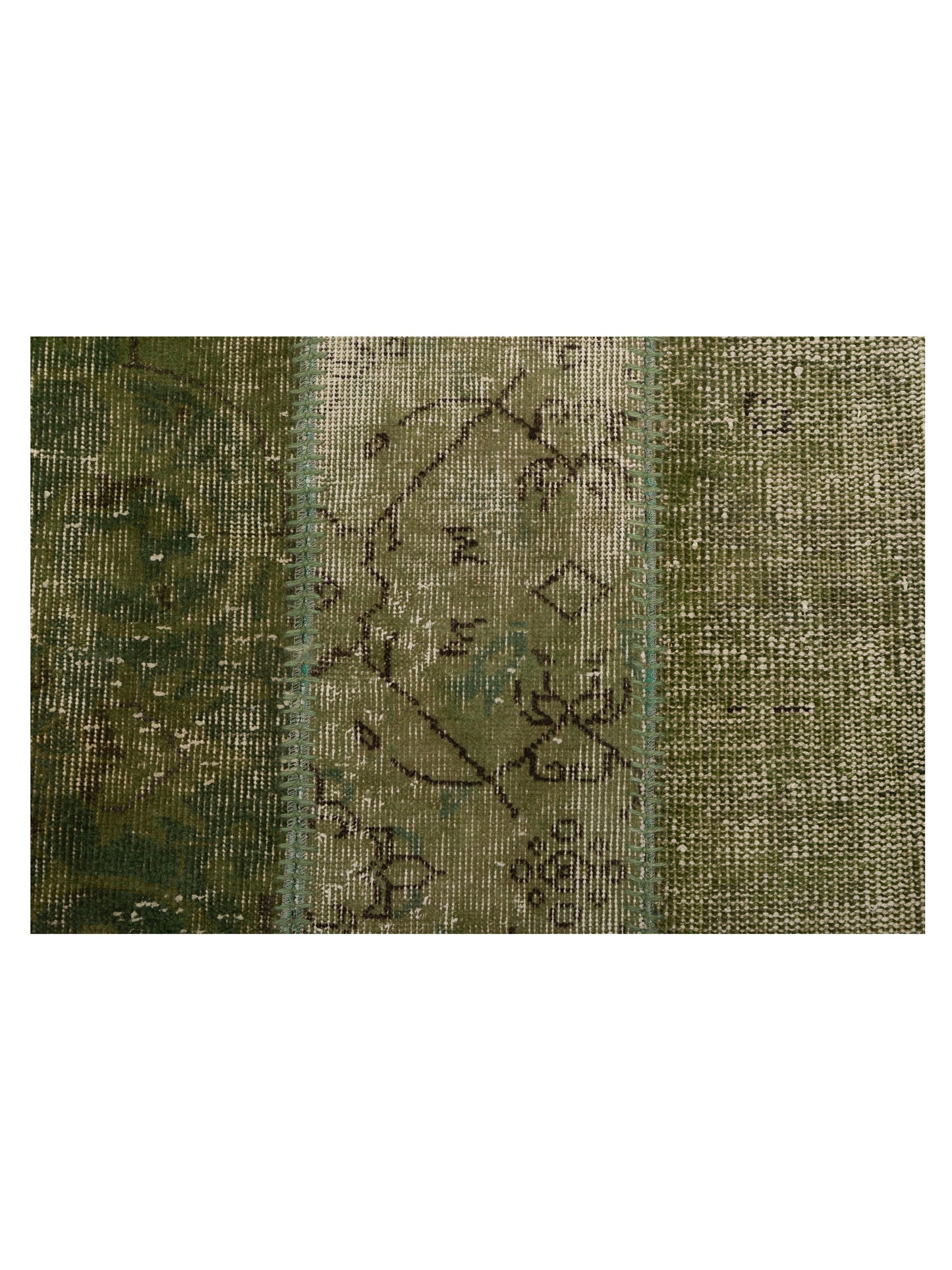 Turkish Vestige Patchwork 114835 Green 9.10x13.10 Hand Knotted Rug