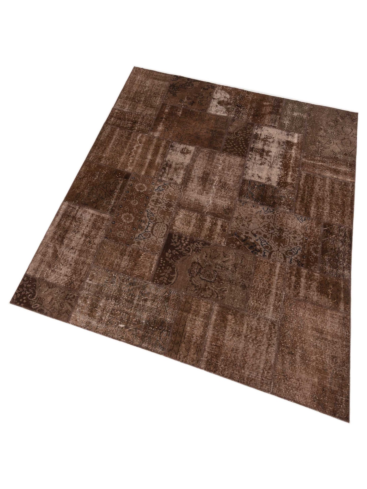 Turkish Vestige Patchwork 114847 Brown 8.3x9.10 Hand Knotted Rug