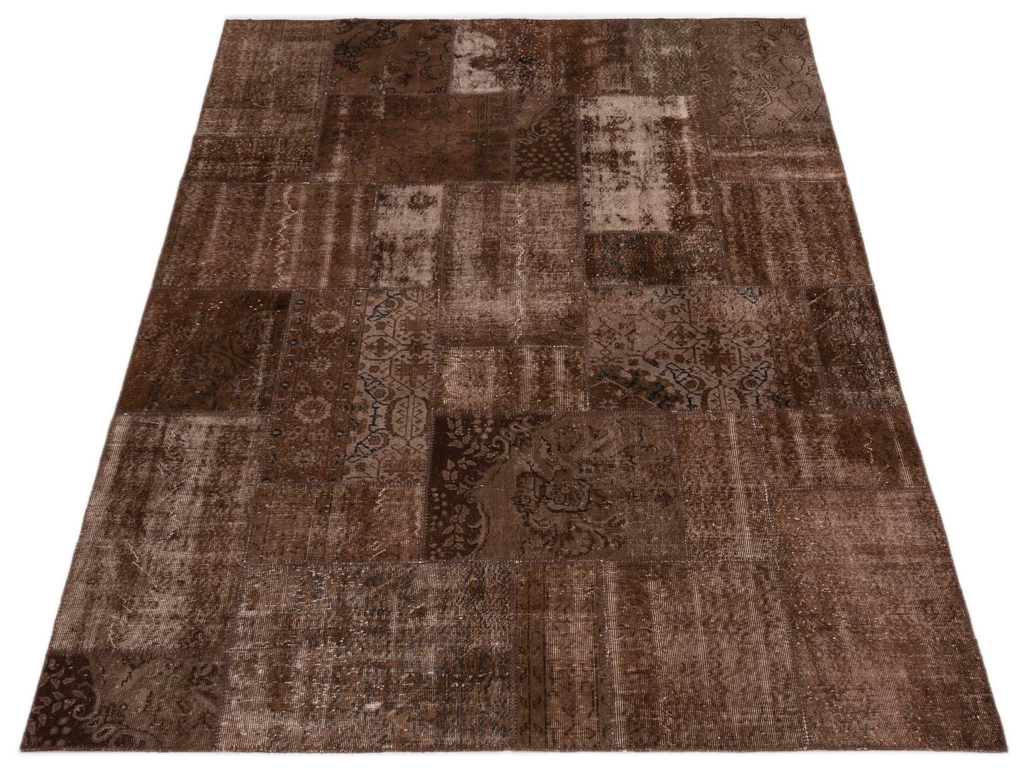 Turkish Vestige Patchwork 114847 Brown 8.3x9.10 Hand Knotted Rug