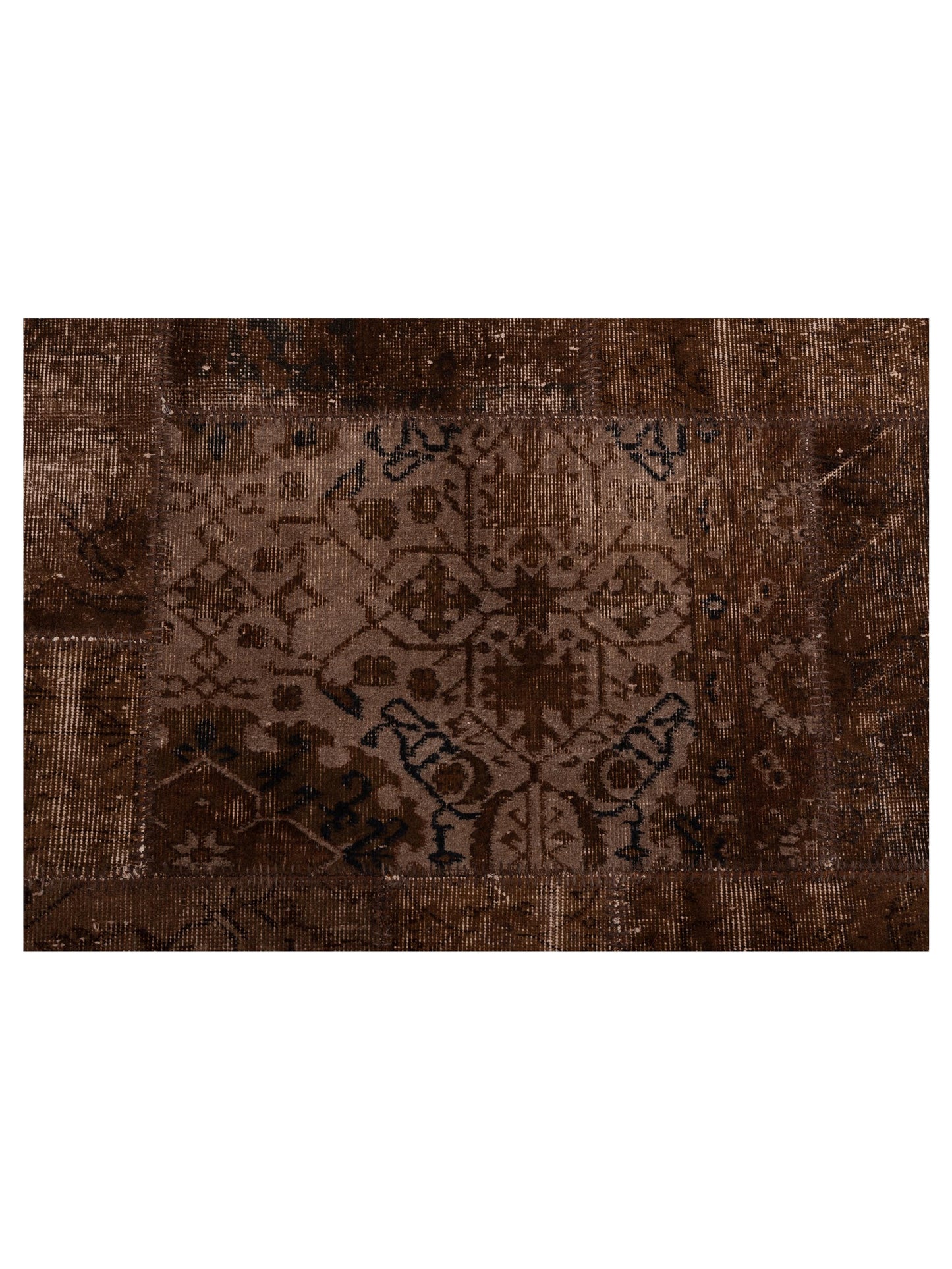 Turkish Vestige Patchwork 114847 Brown 8.3x9.10 Hand Knotted Rug