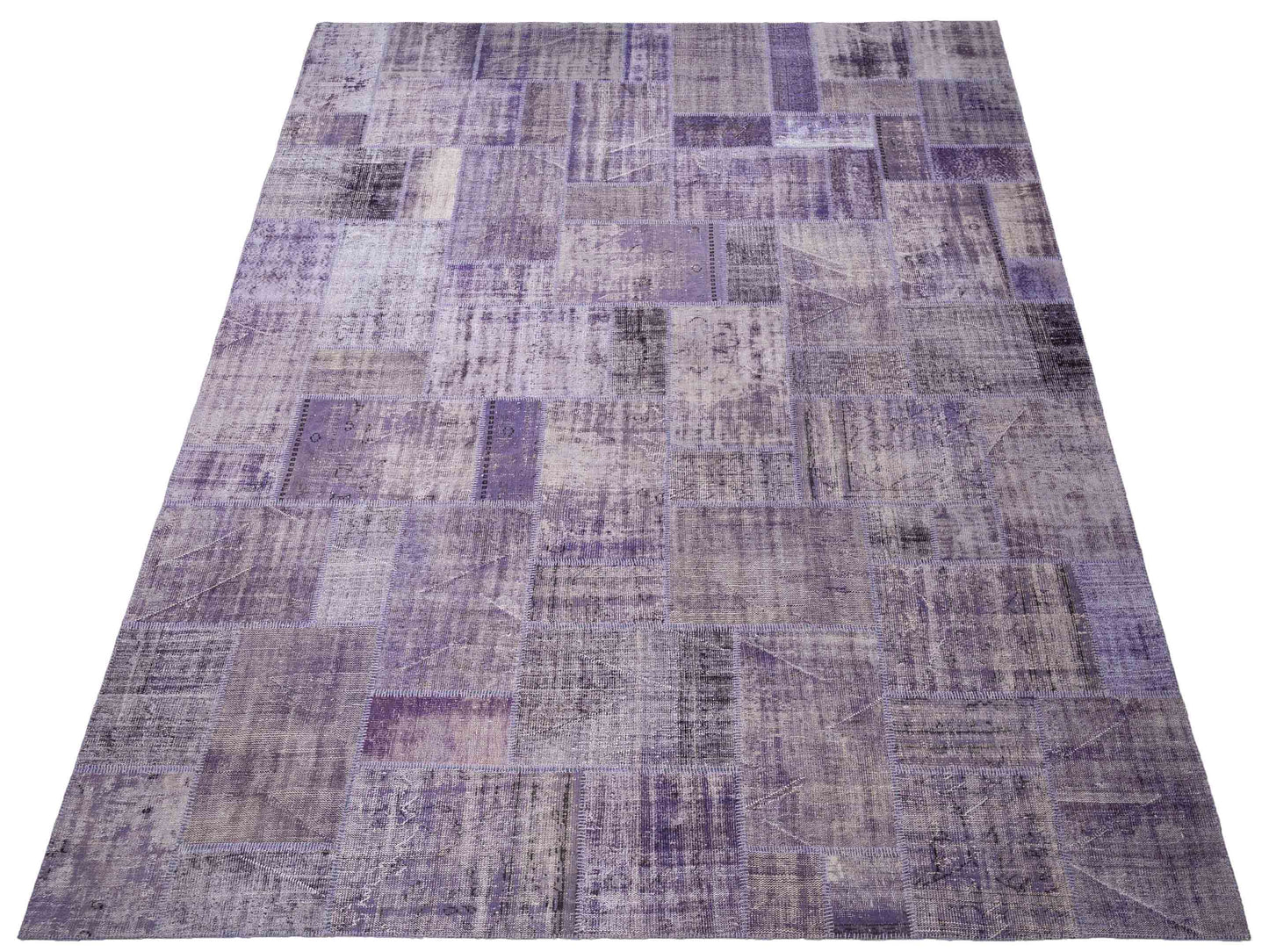 Turkish Vestige Patchwork 114848 Purple 12.2x14.11 Hand Knotted Rug