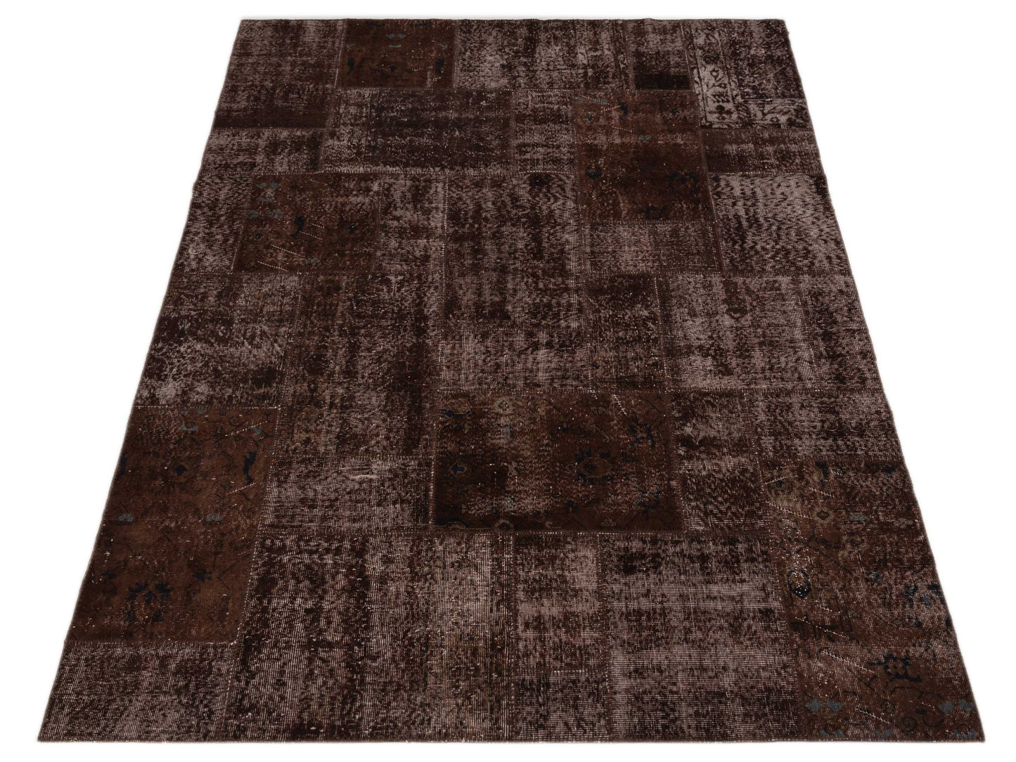 Turkish Vestige Patchwork 114851 Dark Brown 8x10 Hand Knotted Rug