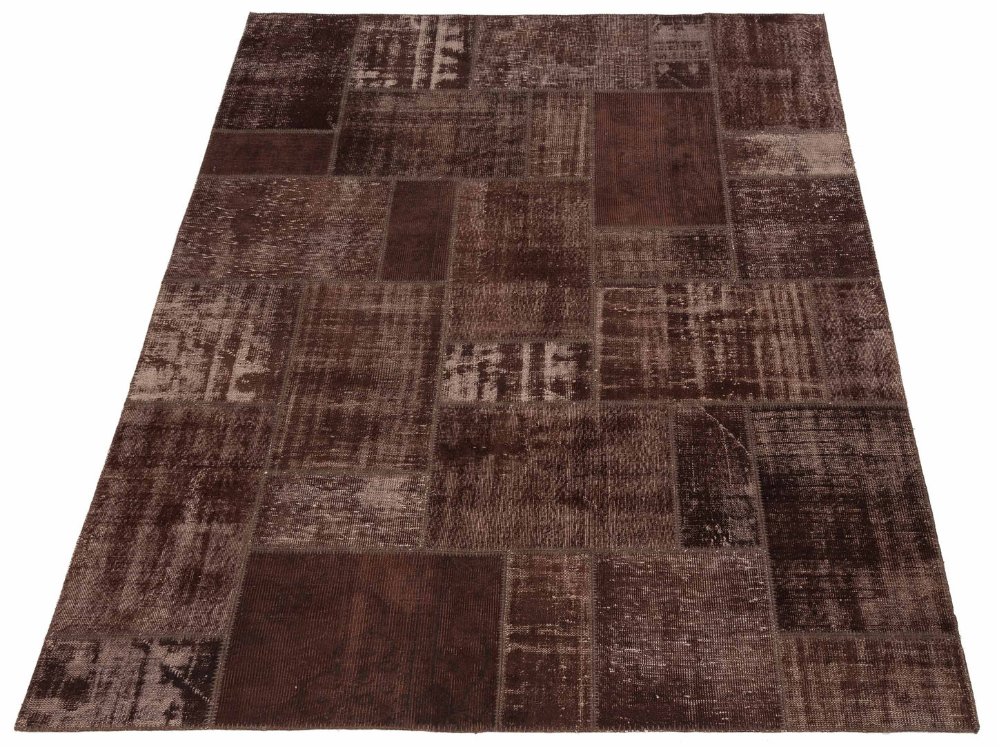 Turkish Vestige Patchwork 114853 Dark Brown 8.3x9.10 Hand Knotted Rug