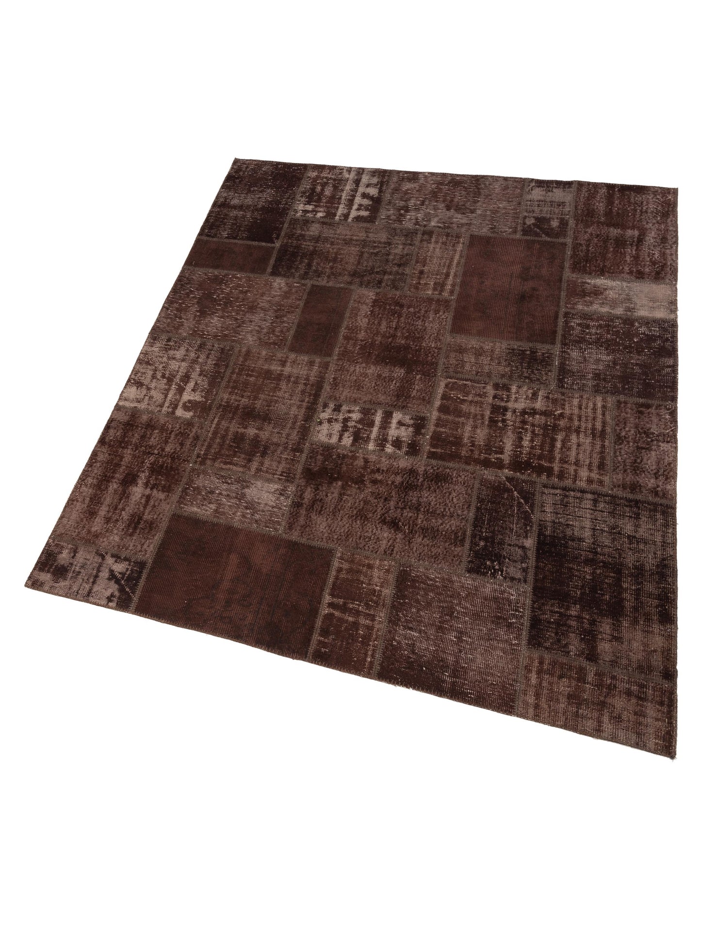 Turkish Vestige Patchwork 114853 Dark Brown 8.3x9.10 Hand Knotted Rug
