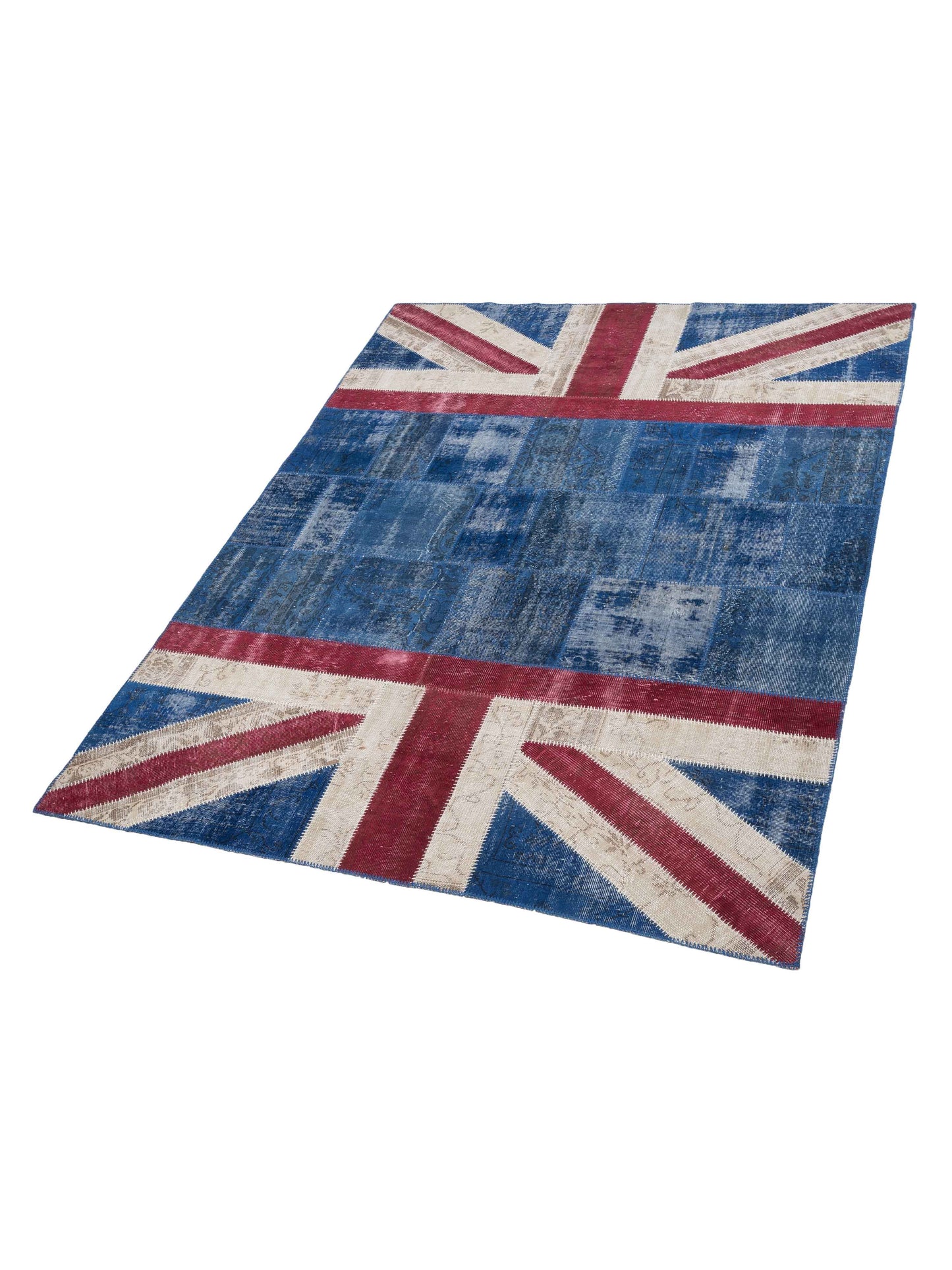 Turkish Vestige Patchwork 114918 Blue Red 8x10.3 Hand Knotted Rug