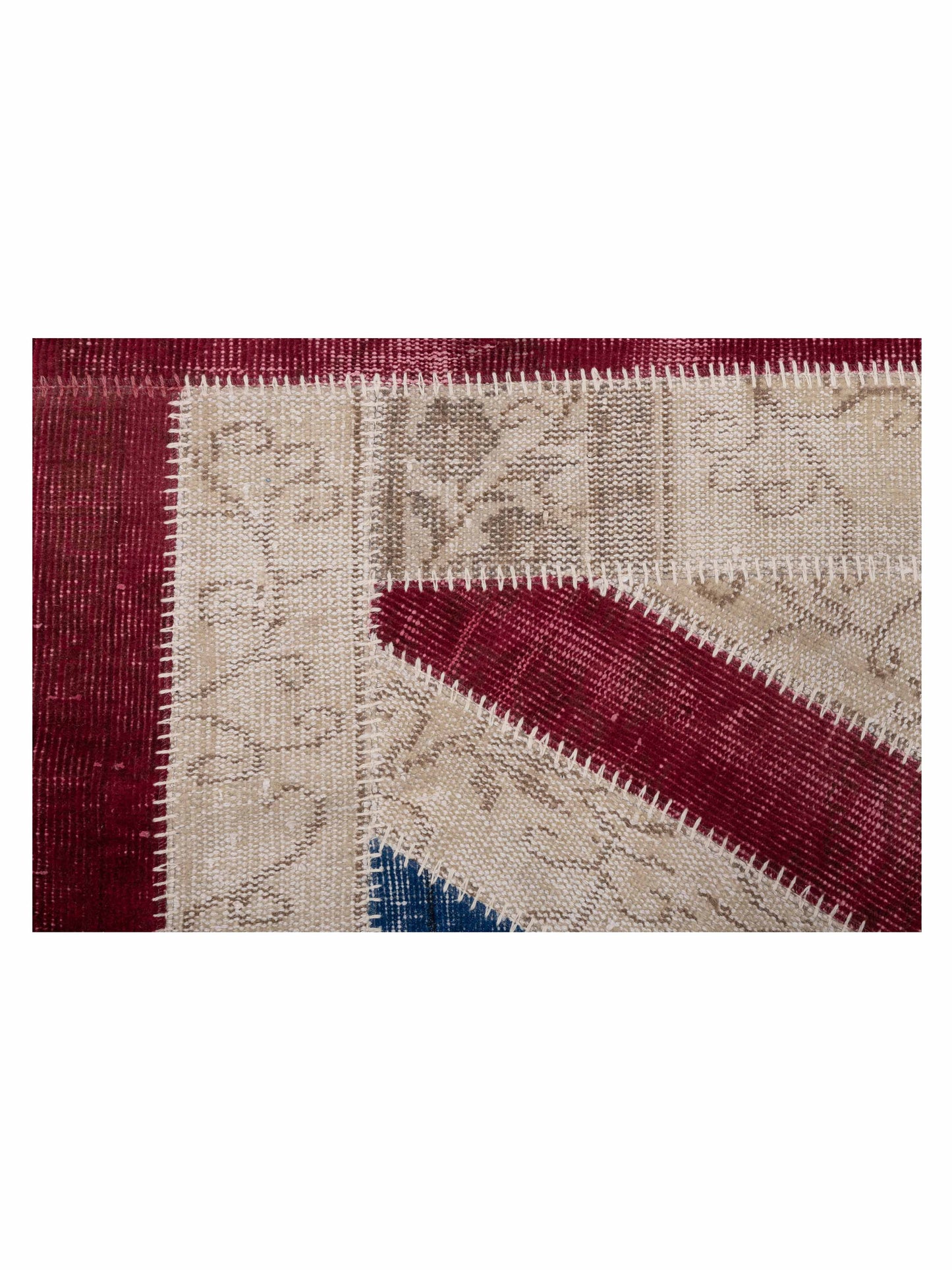 Turkish Vestige Patchwork 114918 Blue Red 8x10.3 Hand Knotted Rug