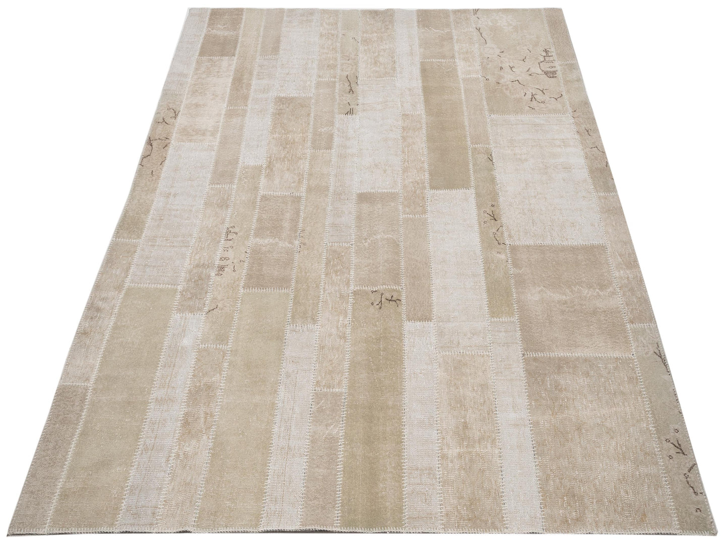 Turkish Vestige Patchwork 114922 Natural 8.4x9.11 Hand Knotted Rug