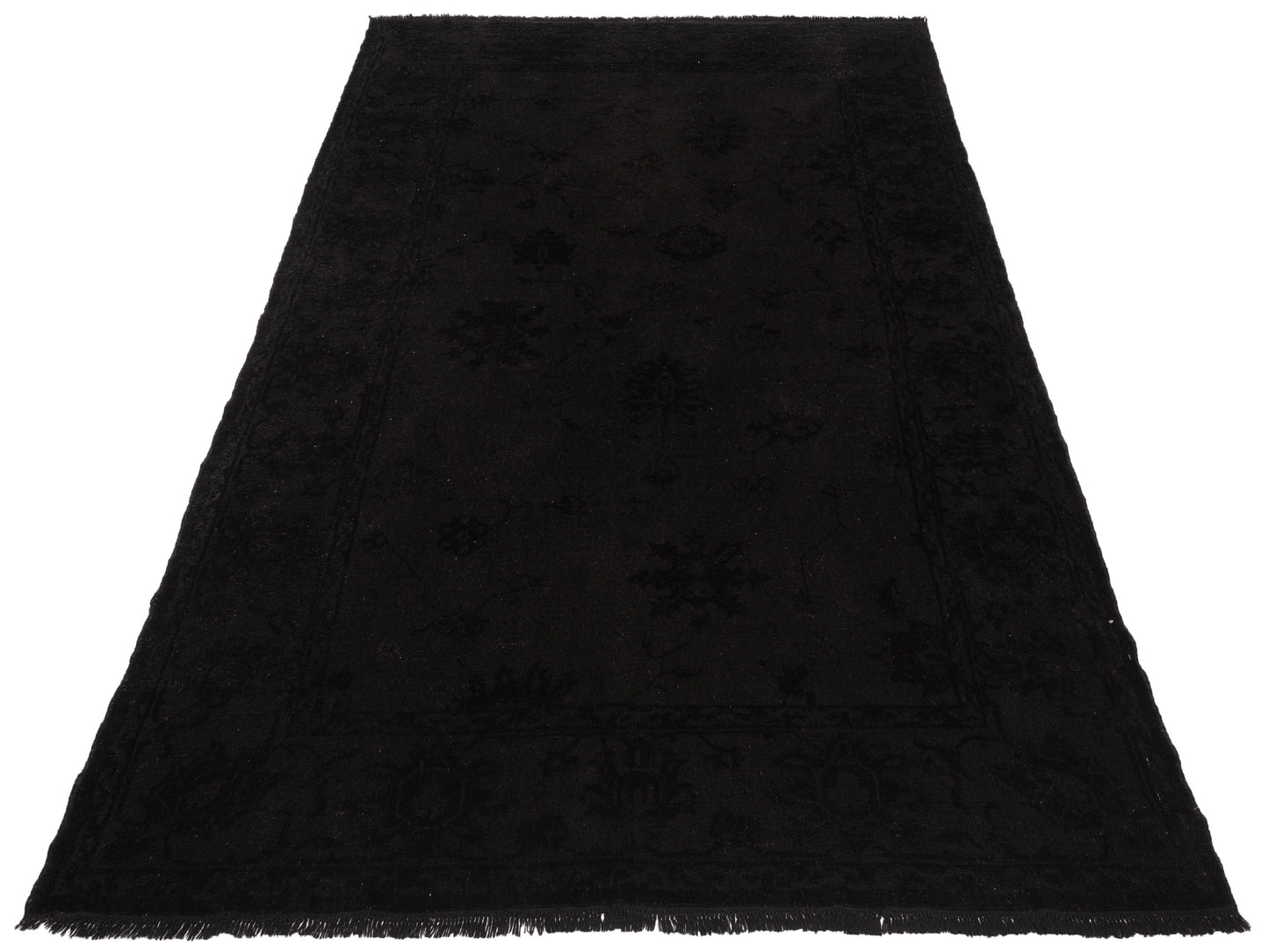 Vintage 114934 Black 7.2x10.3 Hand Knotted Rug