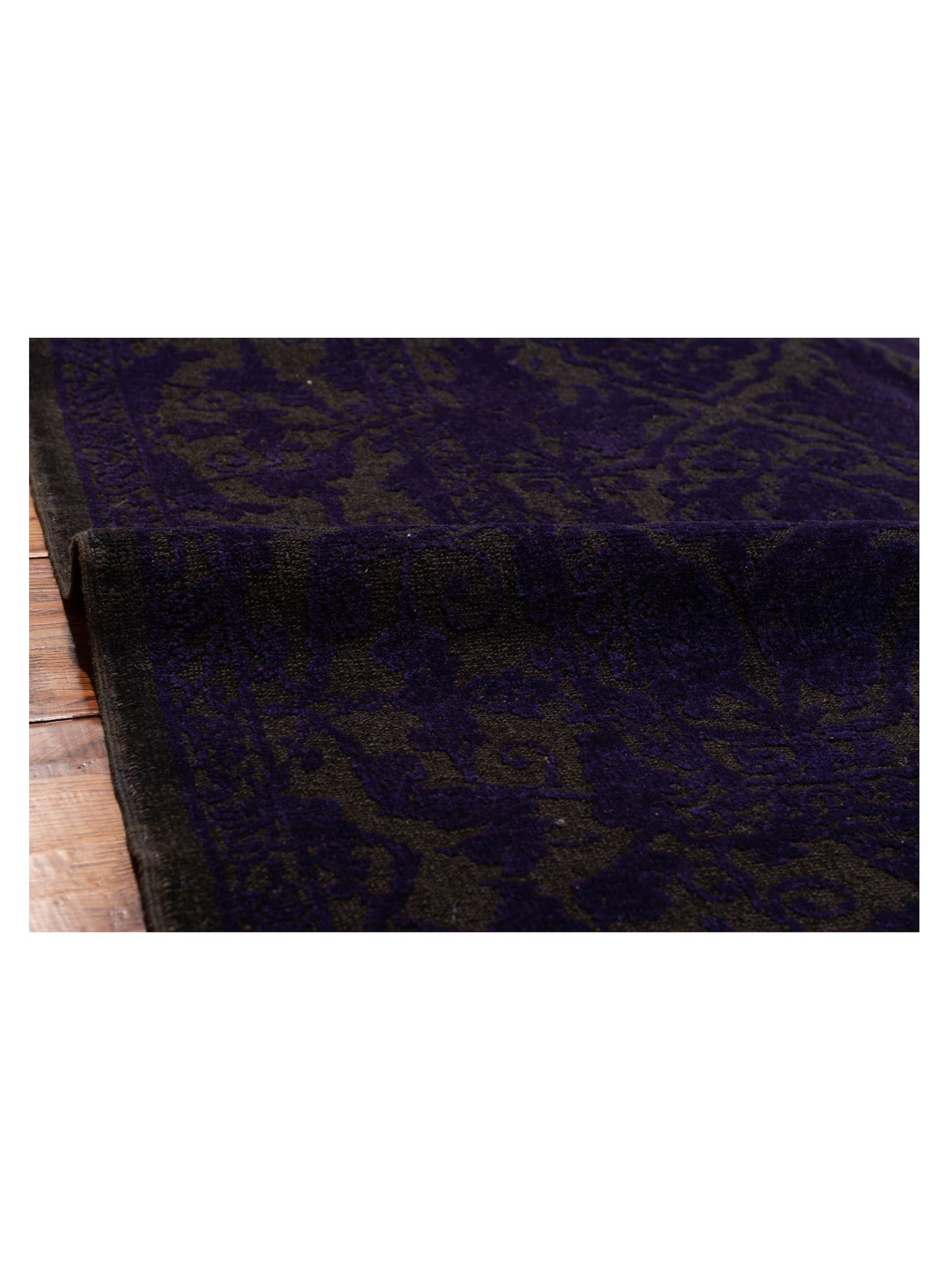 Color Bouquet 114935 Charcoal Purple 6.7x9.4 Hand Knotted Rug