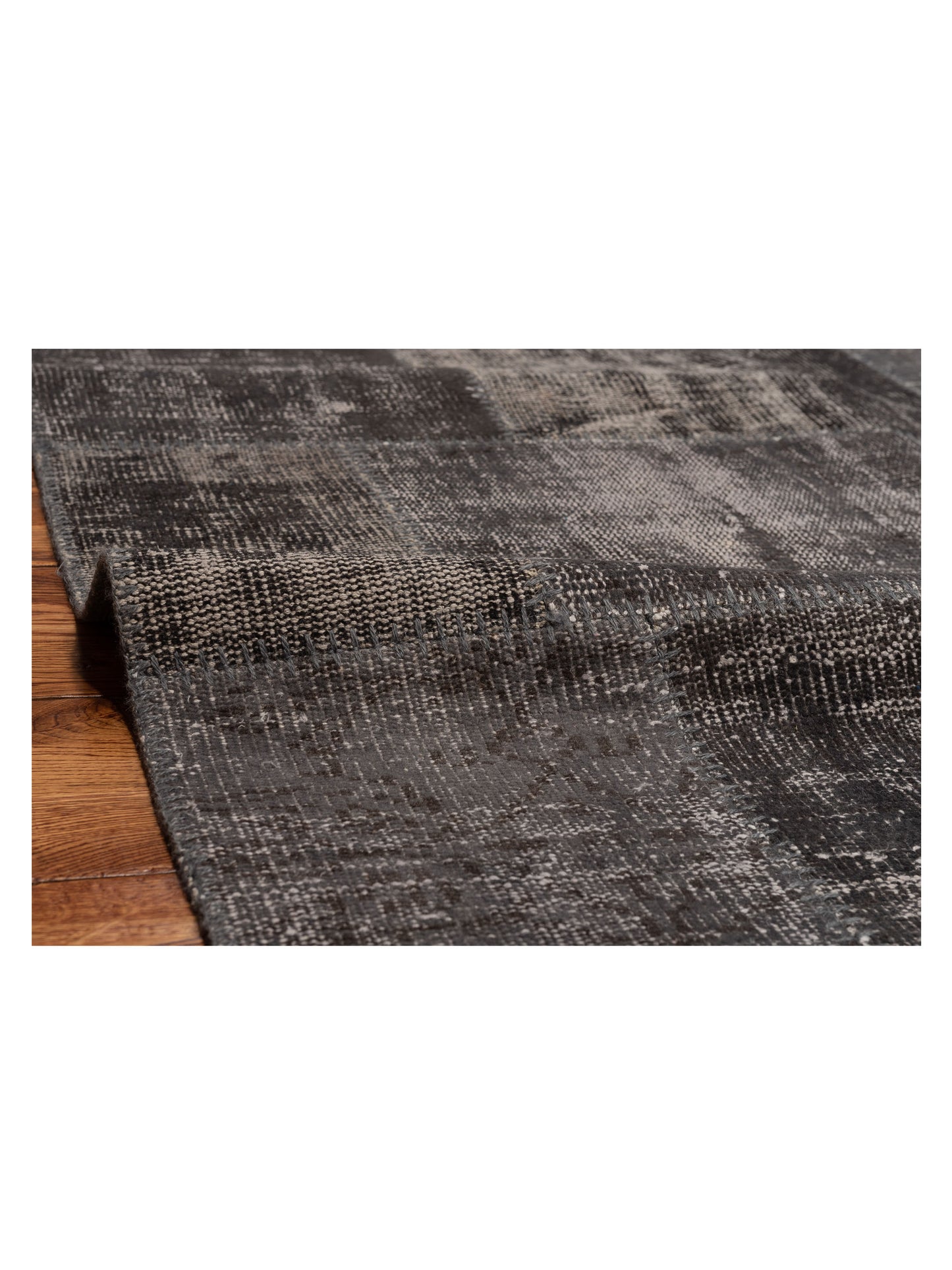 Turkish Vestige Patchwork 114947 Dark Gray 7.11x100 Hand Knotted Rug