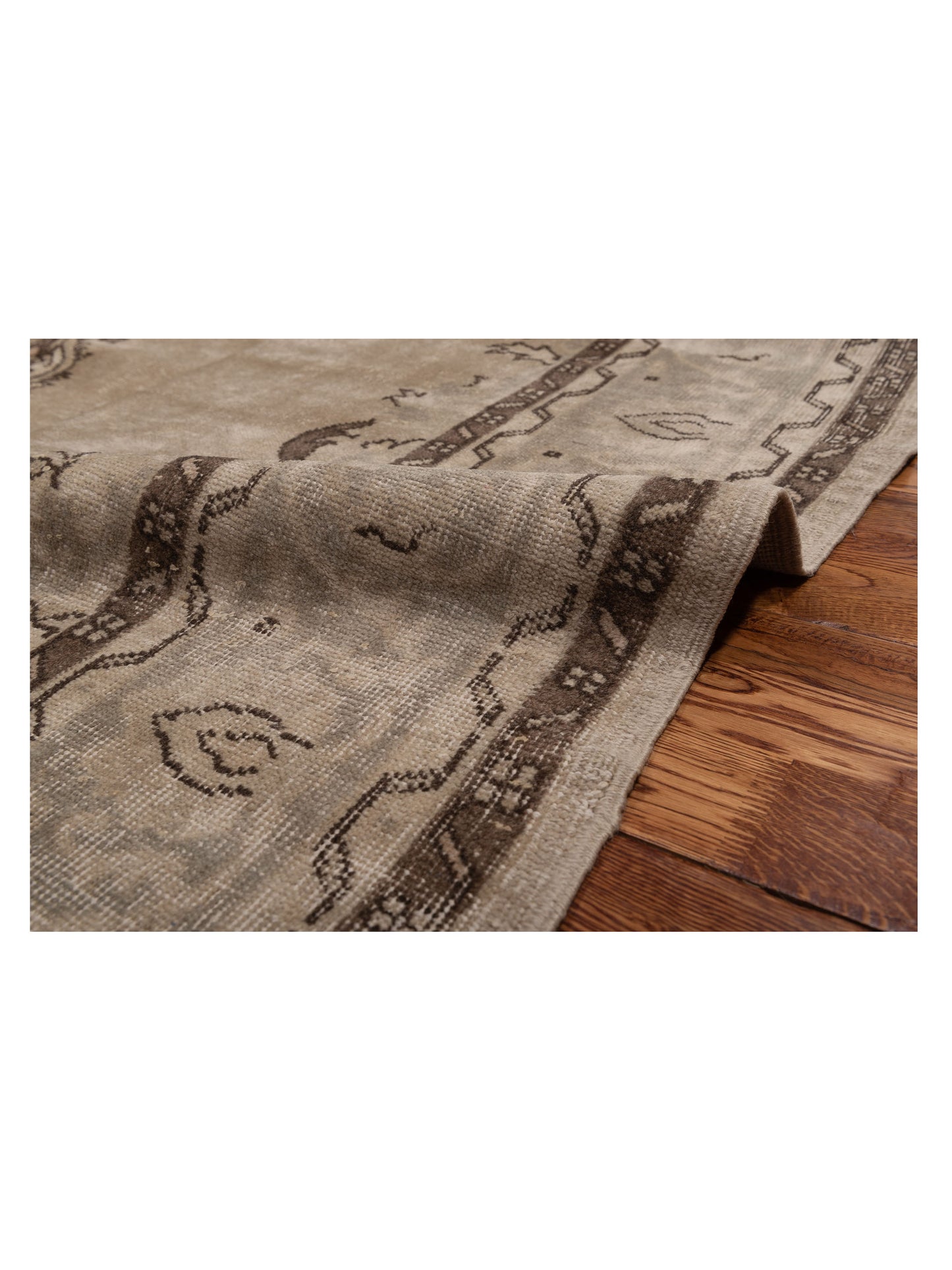 Vintage 114972 Beige Silver 6.11x9.10 Hand Knotted Rug