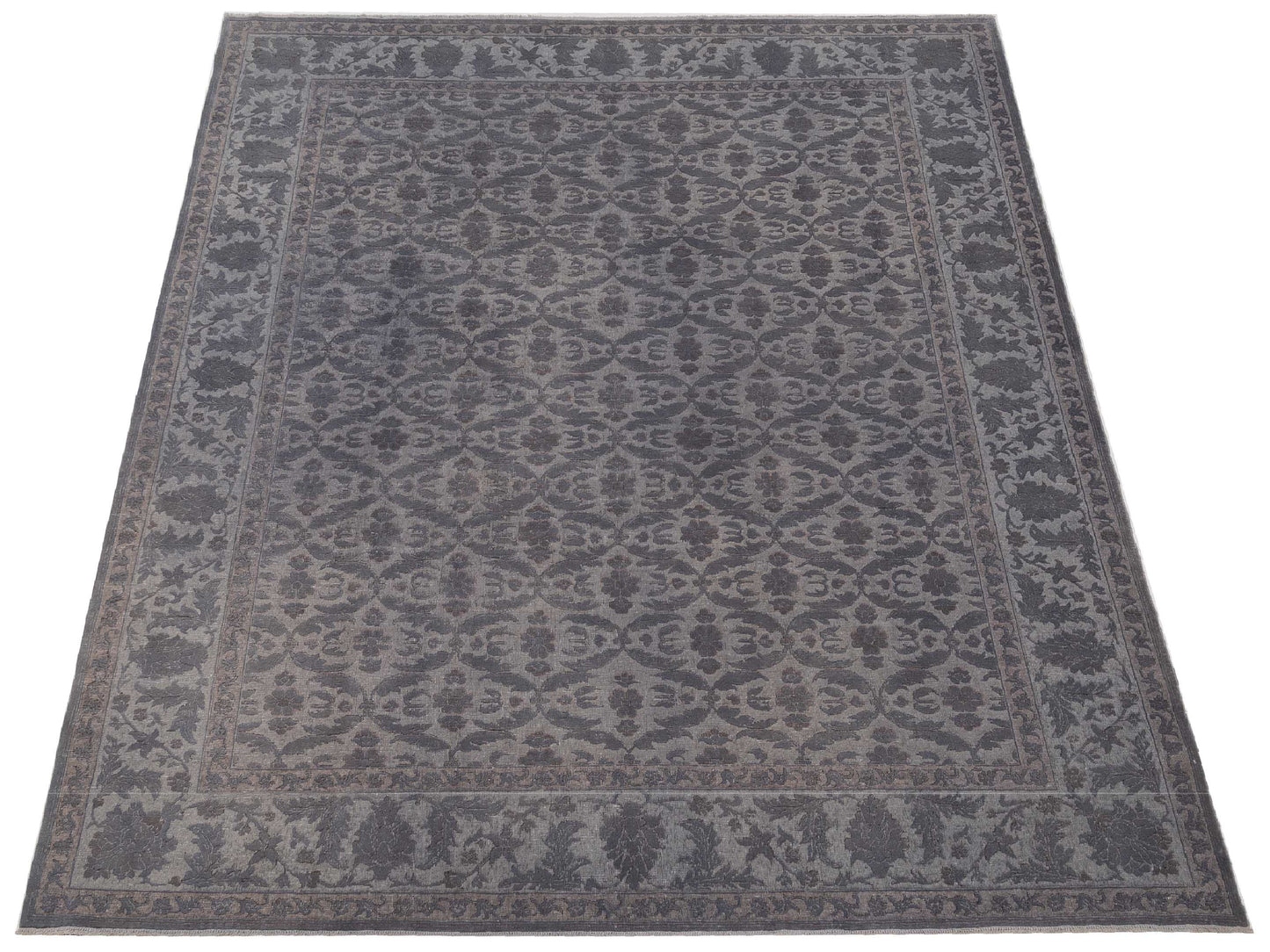 Vintage 114978 Gray 9.7x12.2 Hand Knotted Rug
