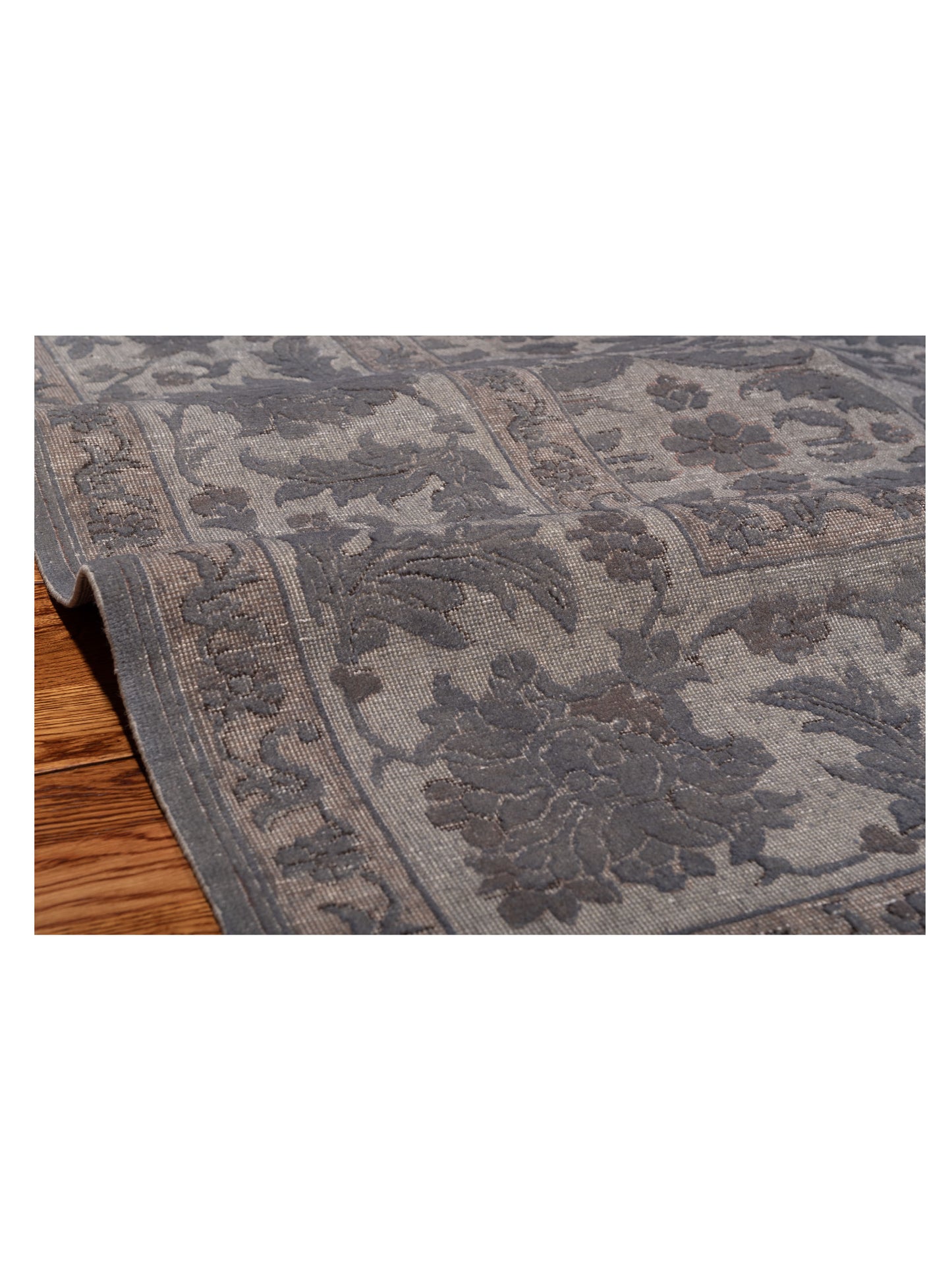 Vintage 114978 Gray 9.7x12.2 Hand Knotted Rug