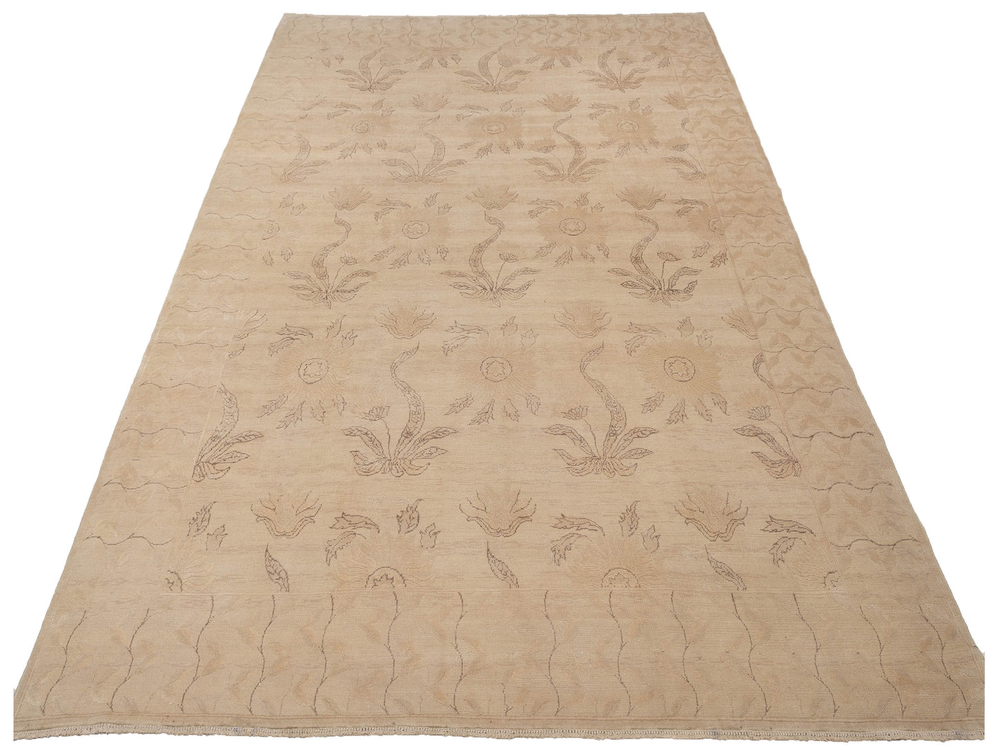 Vintage 114981 Ivory 9.1x12.8 Hand Knotted Rug