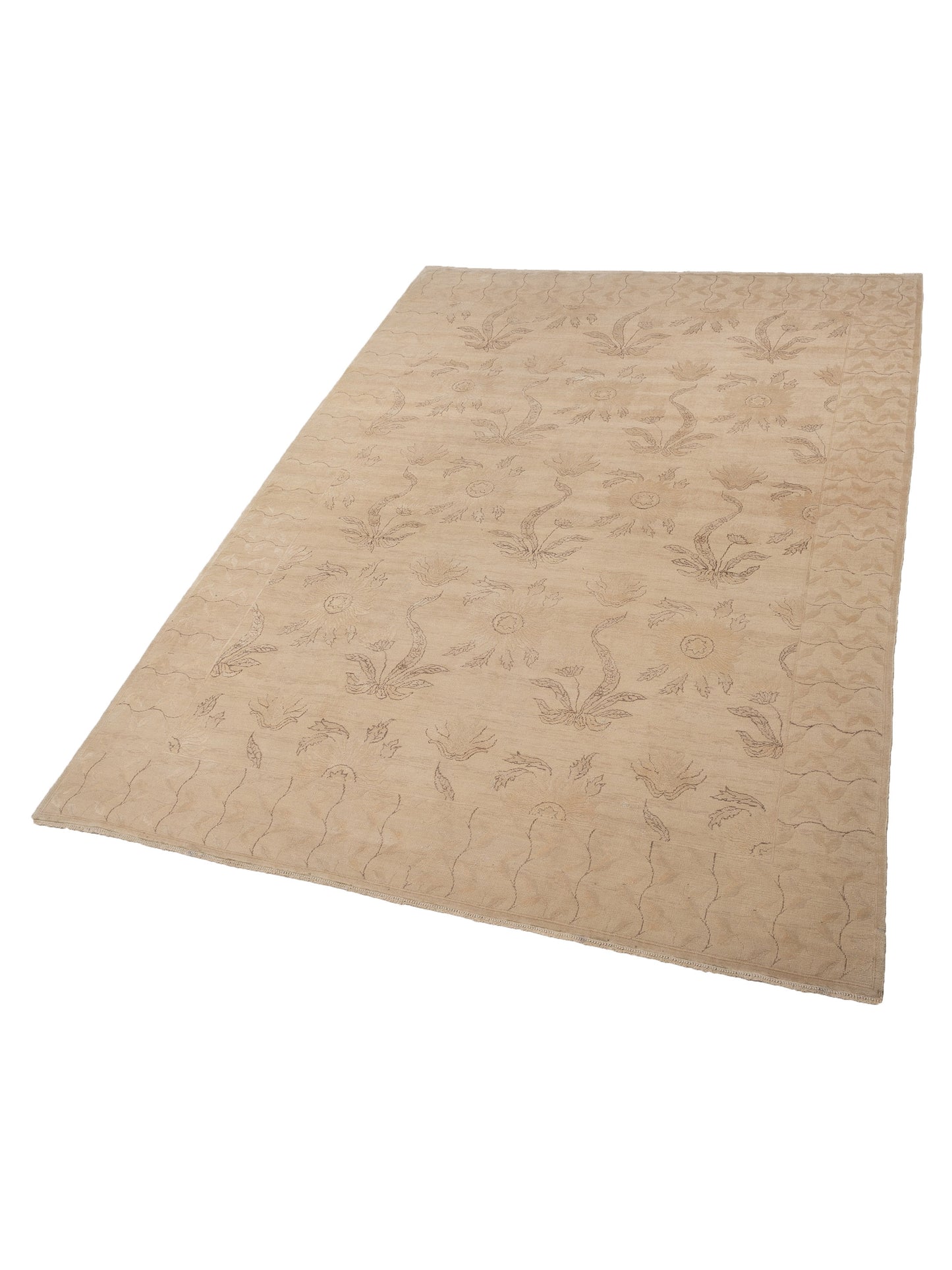 Vintage 114981 Ivory 9.1x12.8 Hand Knotted Rug