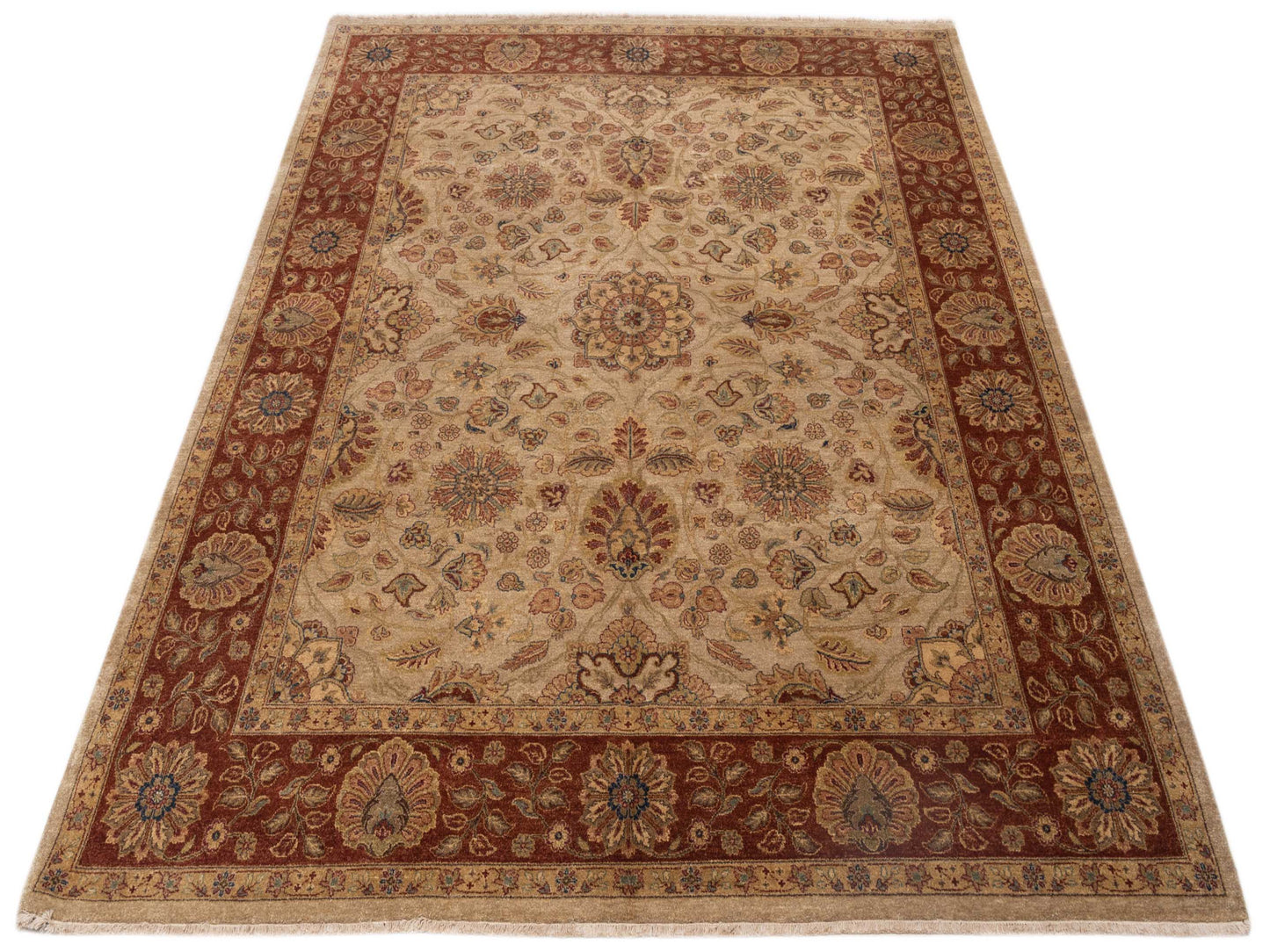 Ghazani 115021 Beige Rust 8.1x10.2 Hand Knotted Rug