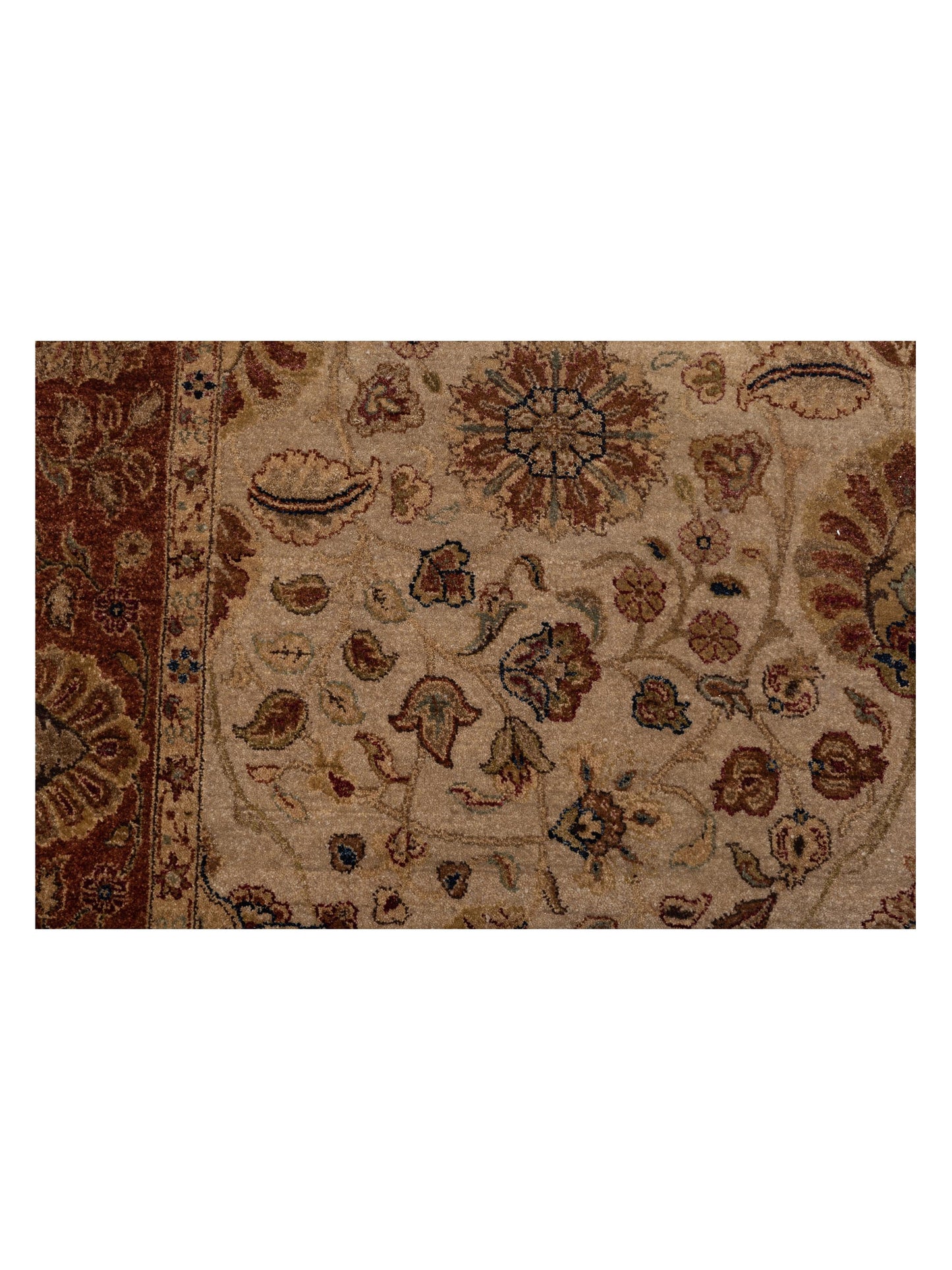 Jahan 115025 Ivory Burgundy 6.2x9.1 Hand Knotted Rug
