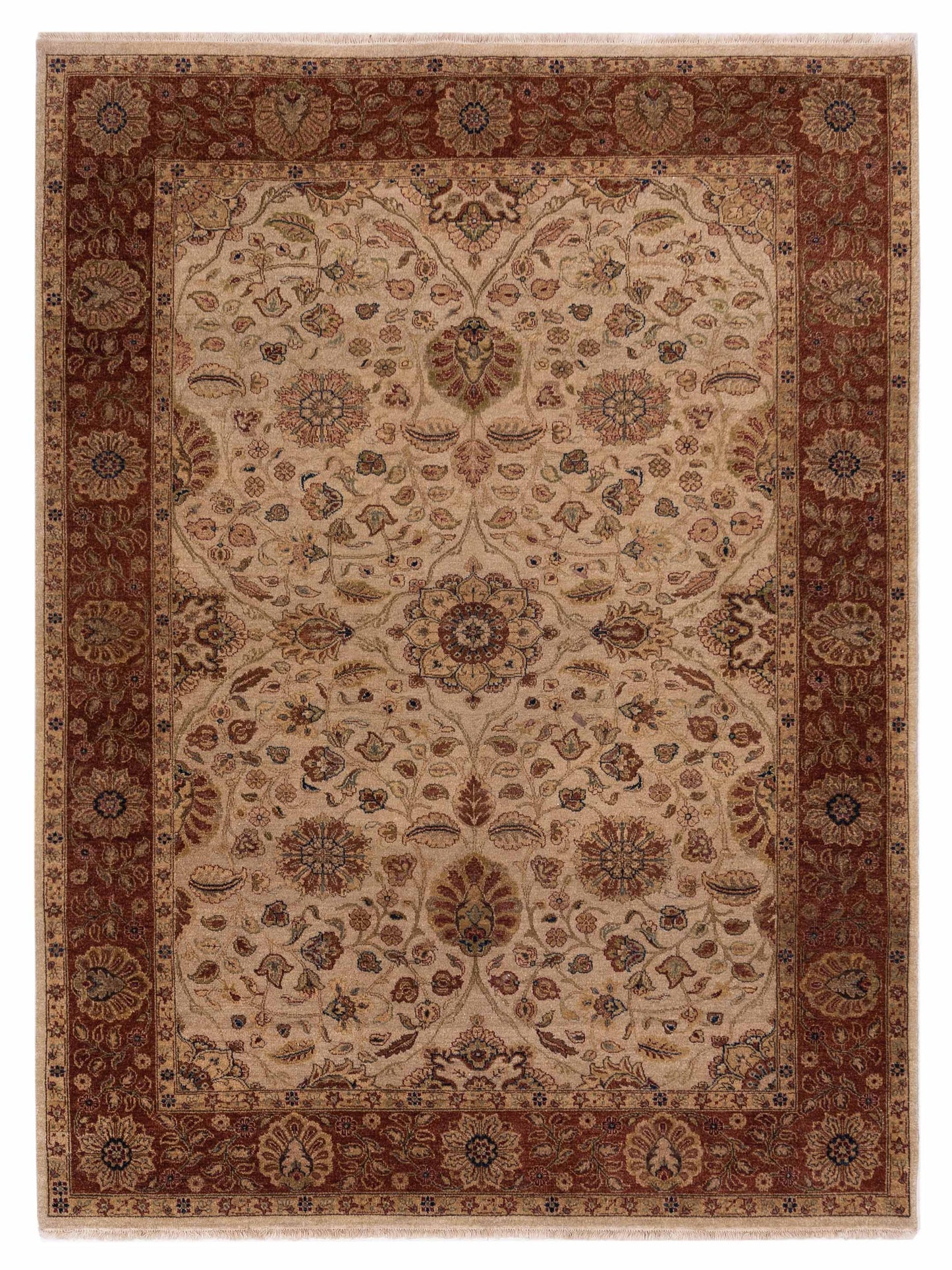 Rajpur Jahan Ivory Burgundy Traditional