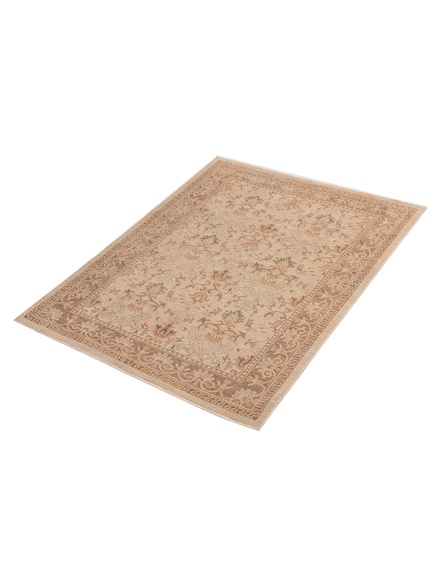 Laila 115183 Beige Brown 5.1x6.8 Hand Knotted Rug
