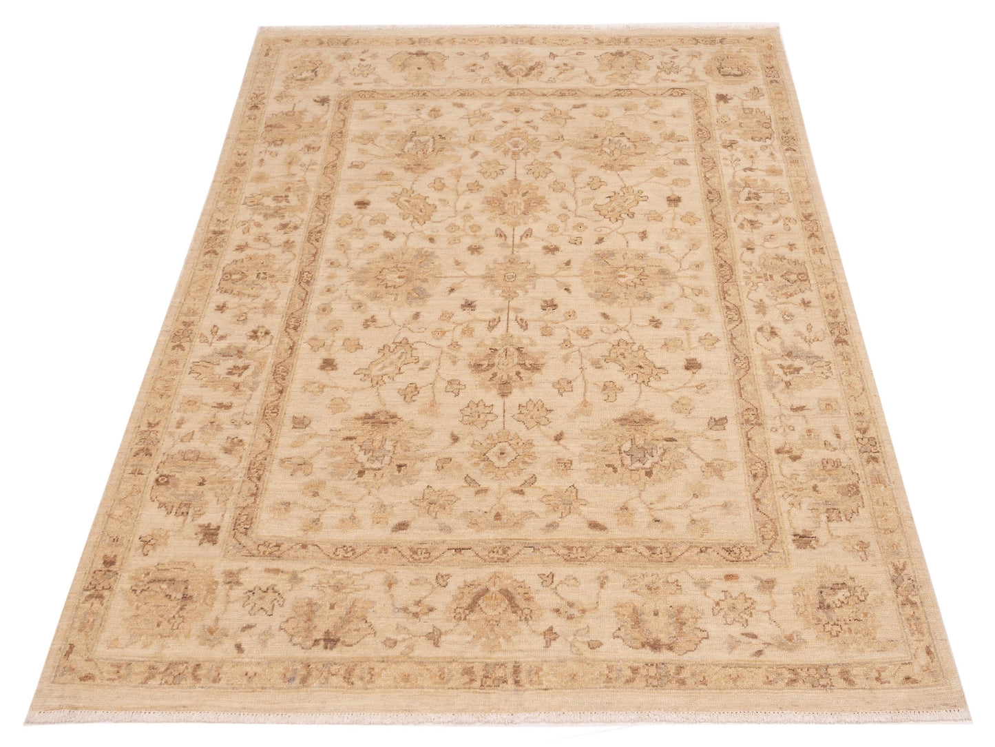 Laila 115249 Ivory Ivory 5x6.4 Hand Knotted Rug