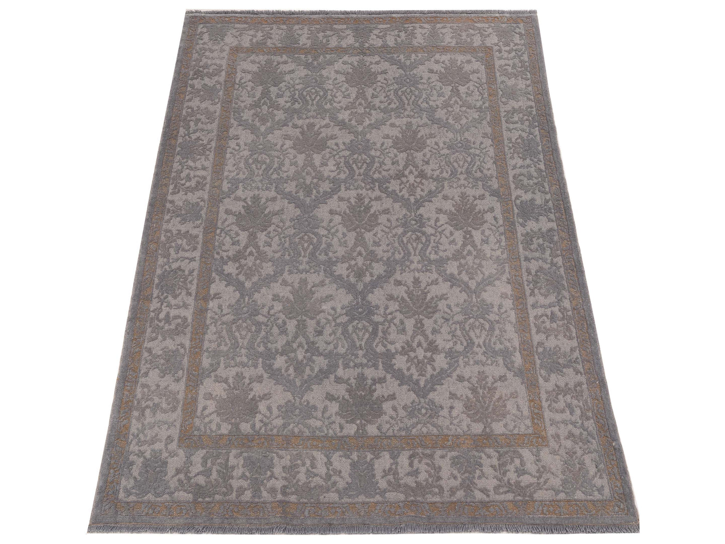 Color Bouquet 115531 Gray Gray 4.2x6.2 Hand Knotted Rug