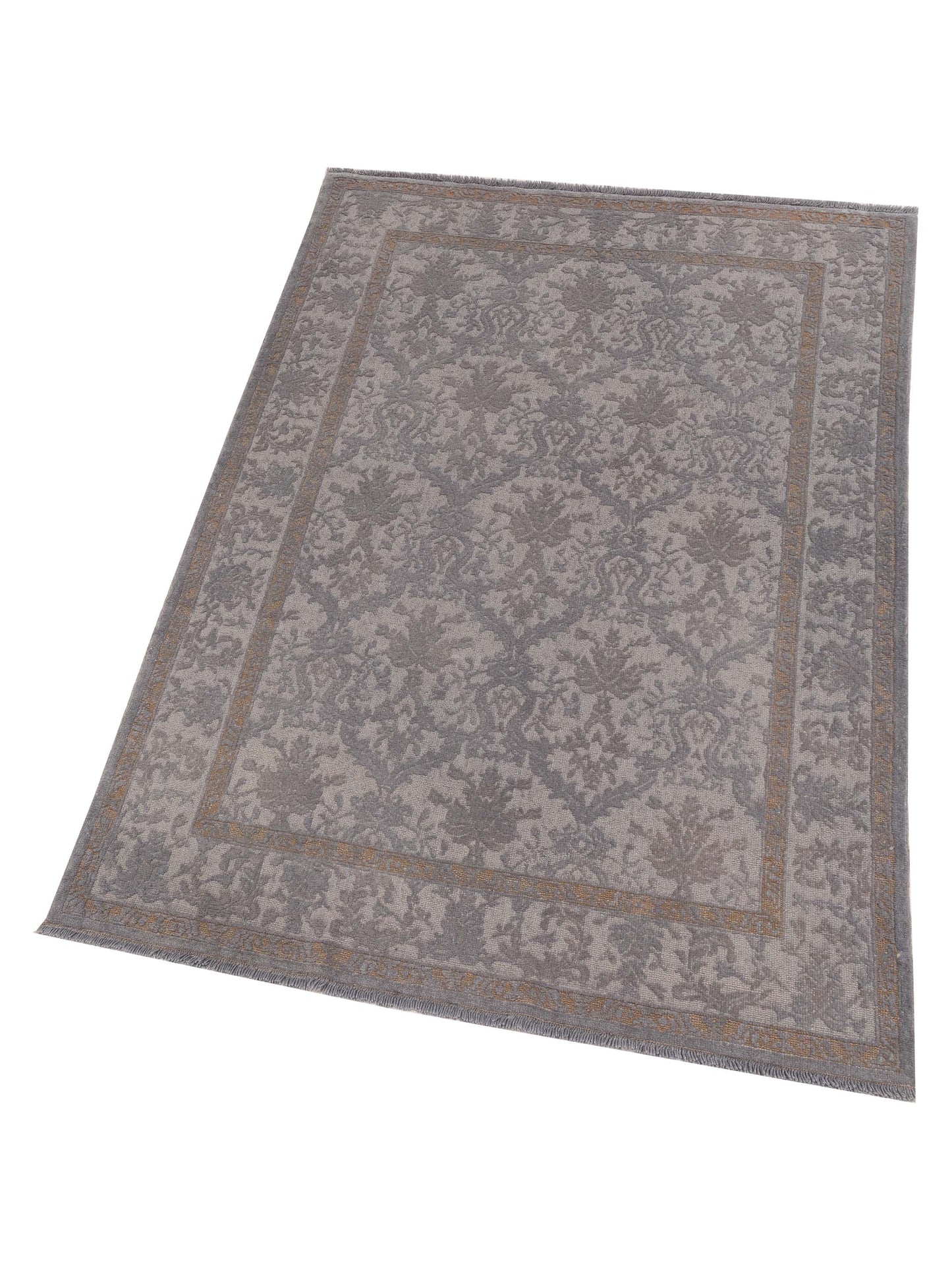 Color Bouquet 115531 Gray Gray 4.2x6.2 Hand Knotted Rug