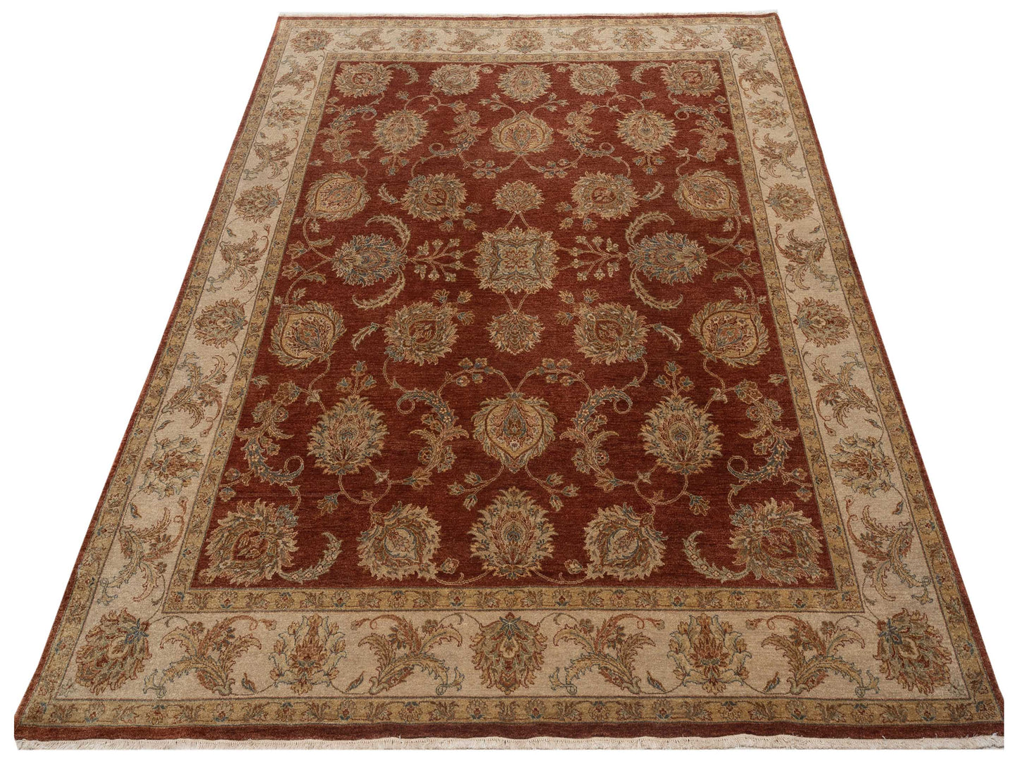 Crown 115639 Rust Ivory 8x10 Hand Knotted Rug